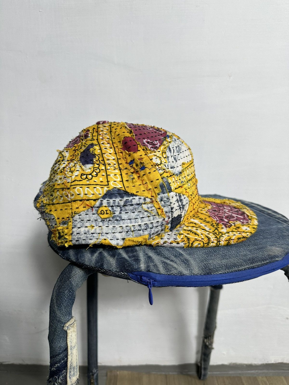 Art Comes First Custom Made Distressed Paisley Patchwork Boro hats Size ONE SIZE - 3 Thumbnail