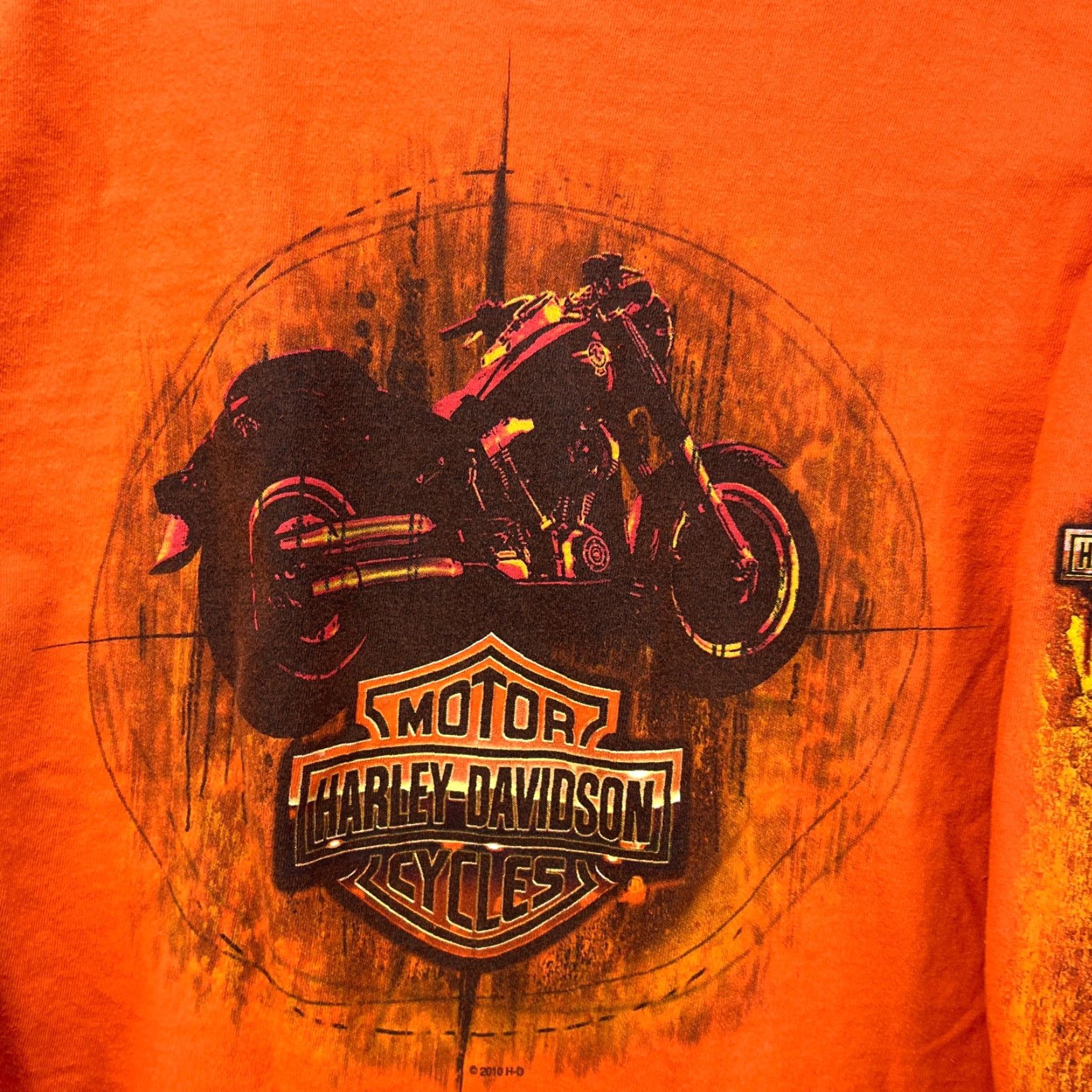 Harley Davidson VINTAGE Harley-Davidson Long Sleeve Shirt Mens S Orange 90s Memphis Tennessee Guitar Small Size US S / EU 44-46 / 1 - 6 Thumbnail