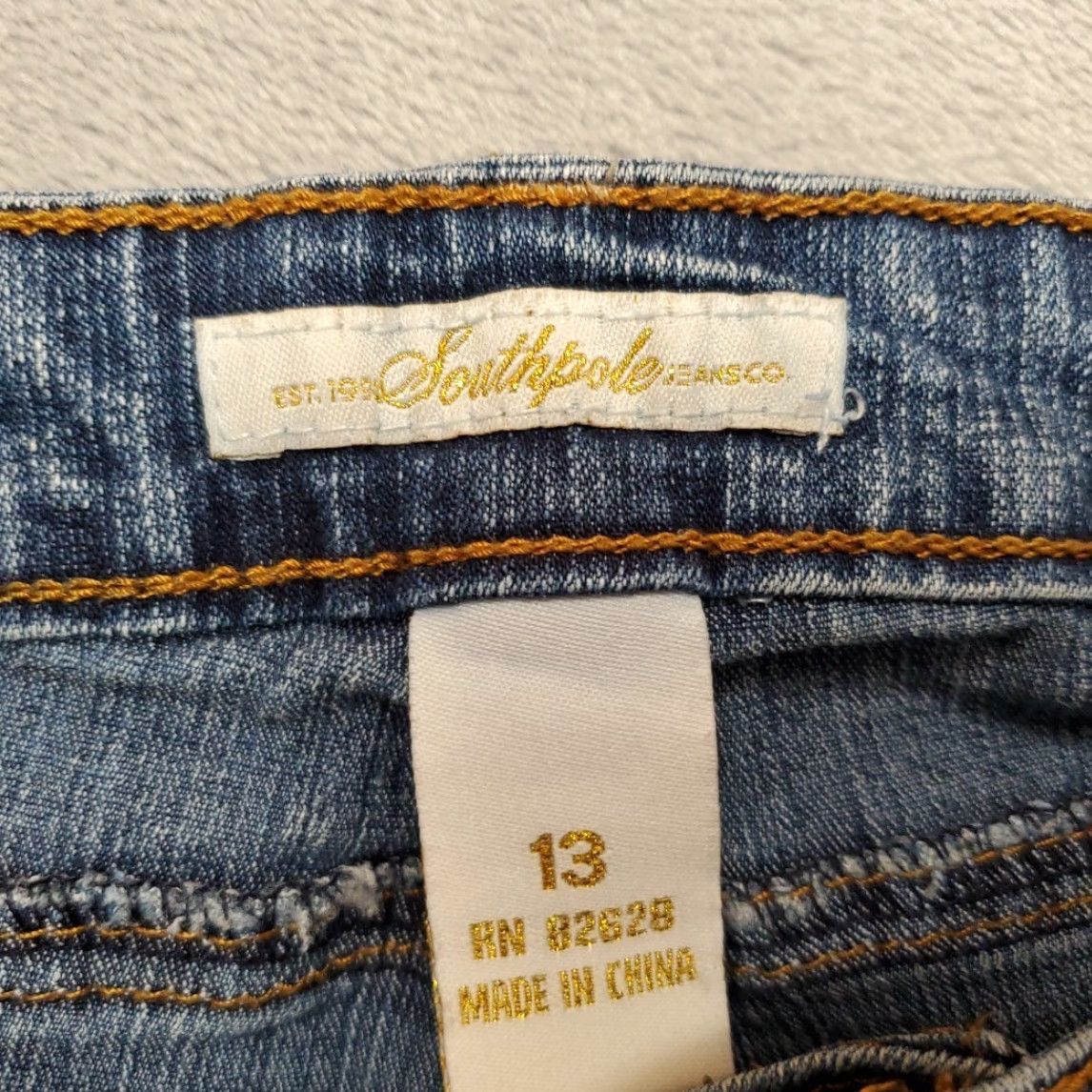 Southpole Southpole Jeans Womens Juniors 13 Blue Denim Boot Cut Flare Y2K Pants Size 34" / US 12 / IT 48 - 5 Thumbnail