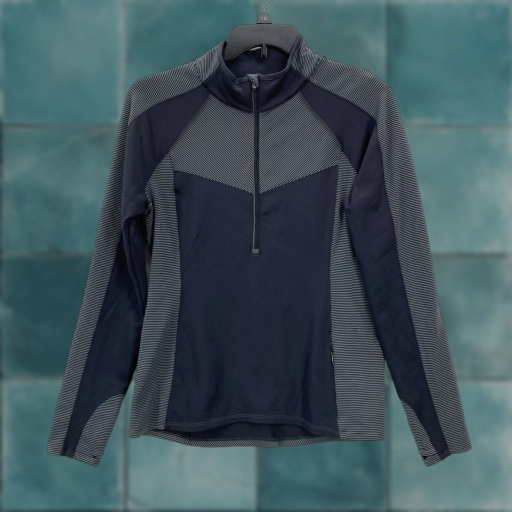 Athleta Athleta Spotlight Pullover Shirt Women Large Black Gray Run Half Zip Stretch Size L / US 10 / IT 46 - 1 Thumbnail