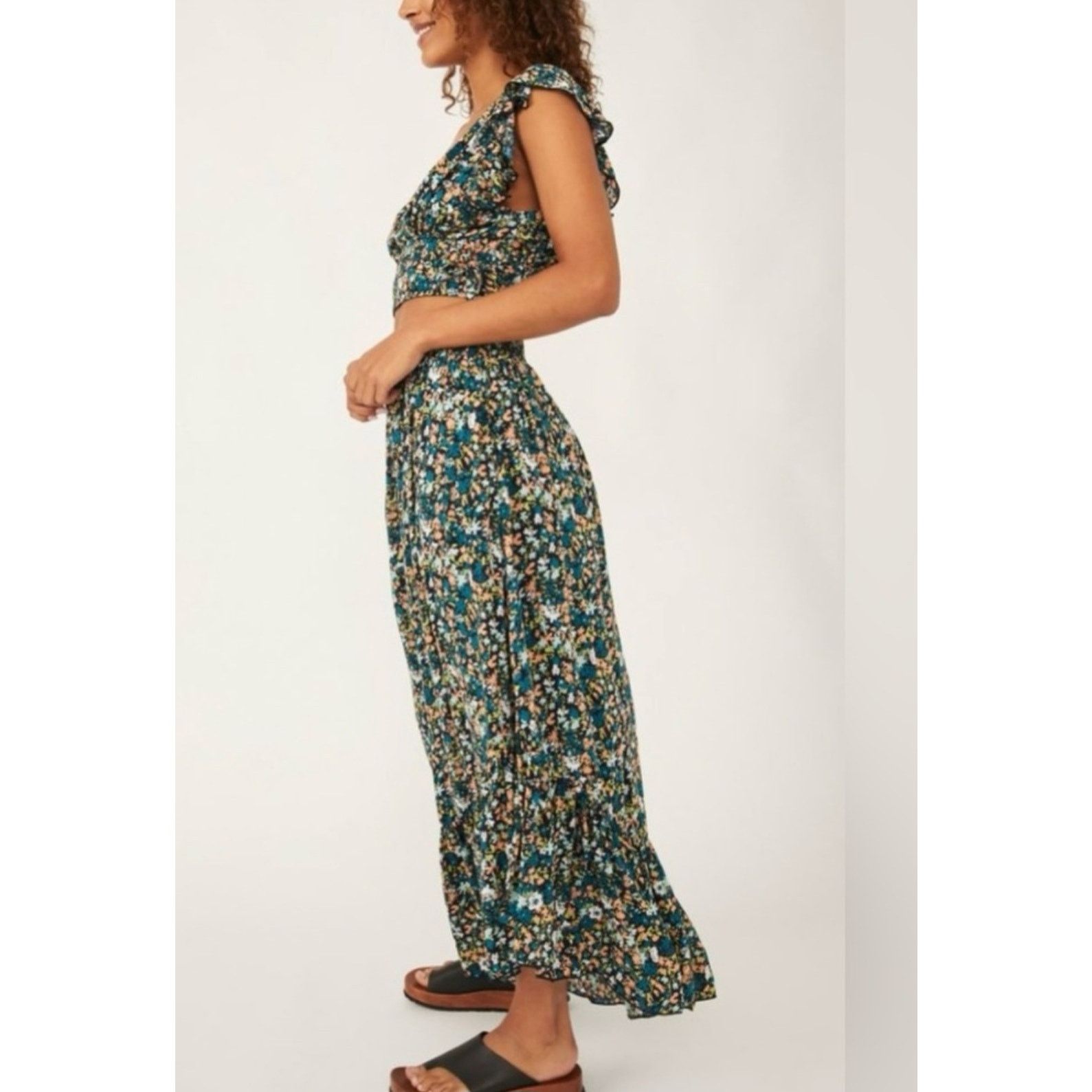 Free People New Pretty Dayz Skirt Set $128 X-SMALL Blue Boho Floral Size 26" / US 2 / IT 38 - 5 Thumbnail