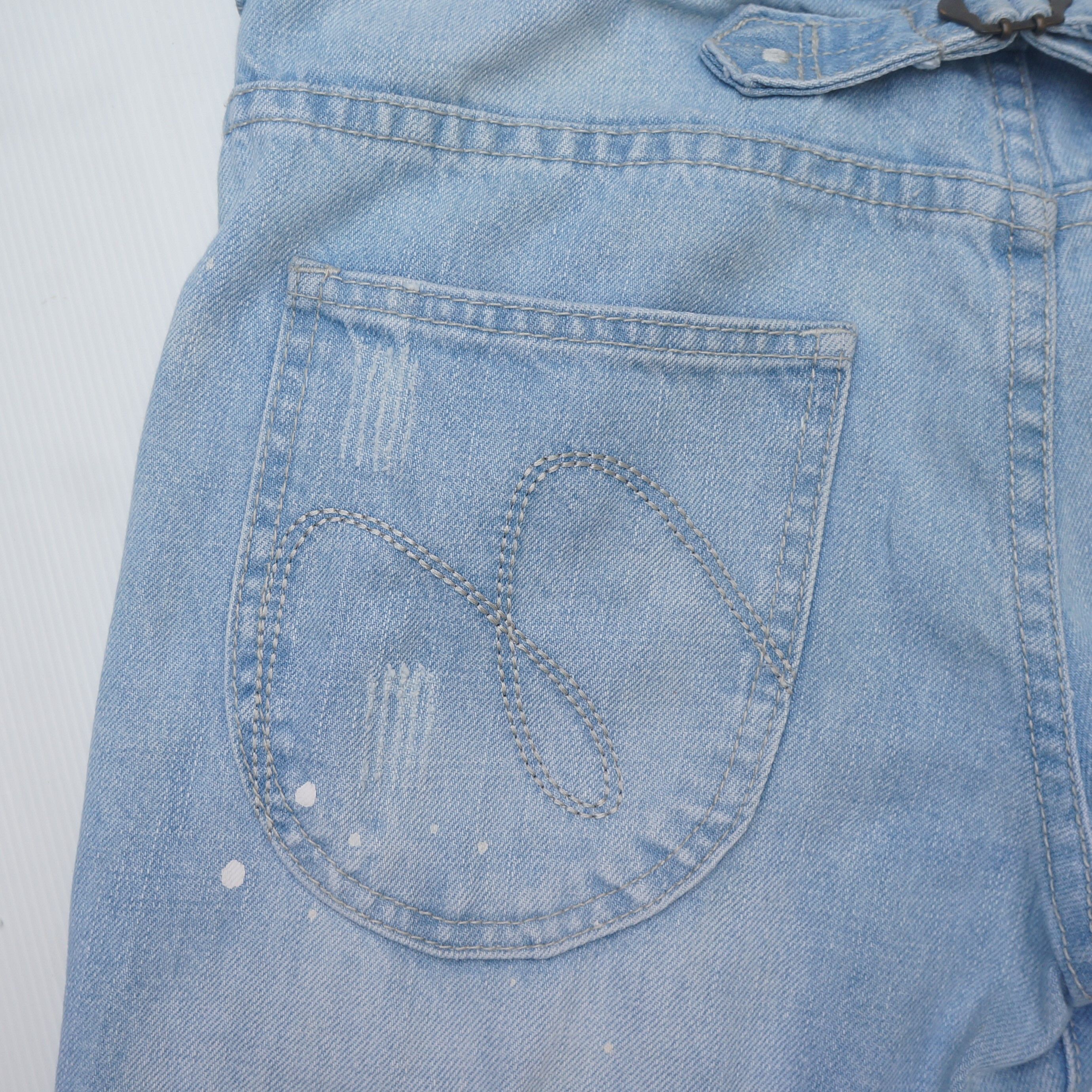 Japanese Brand MILI MILI Ripped And Paint Splattered With Cinch Back Jeans Size 27" / US 4 / IT 40 - 6 Thumbnail