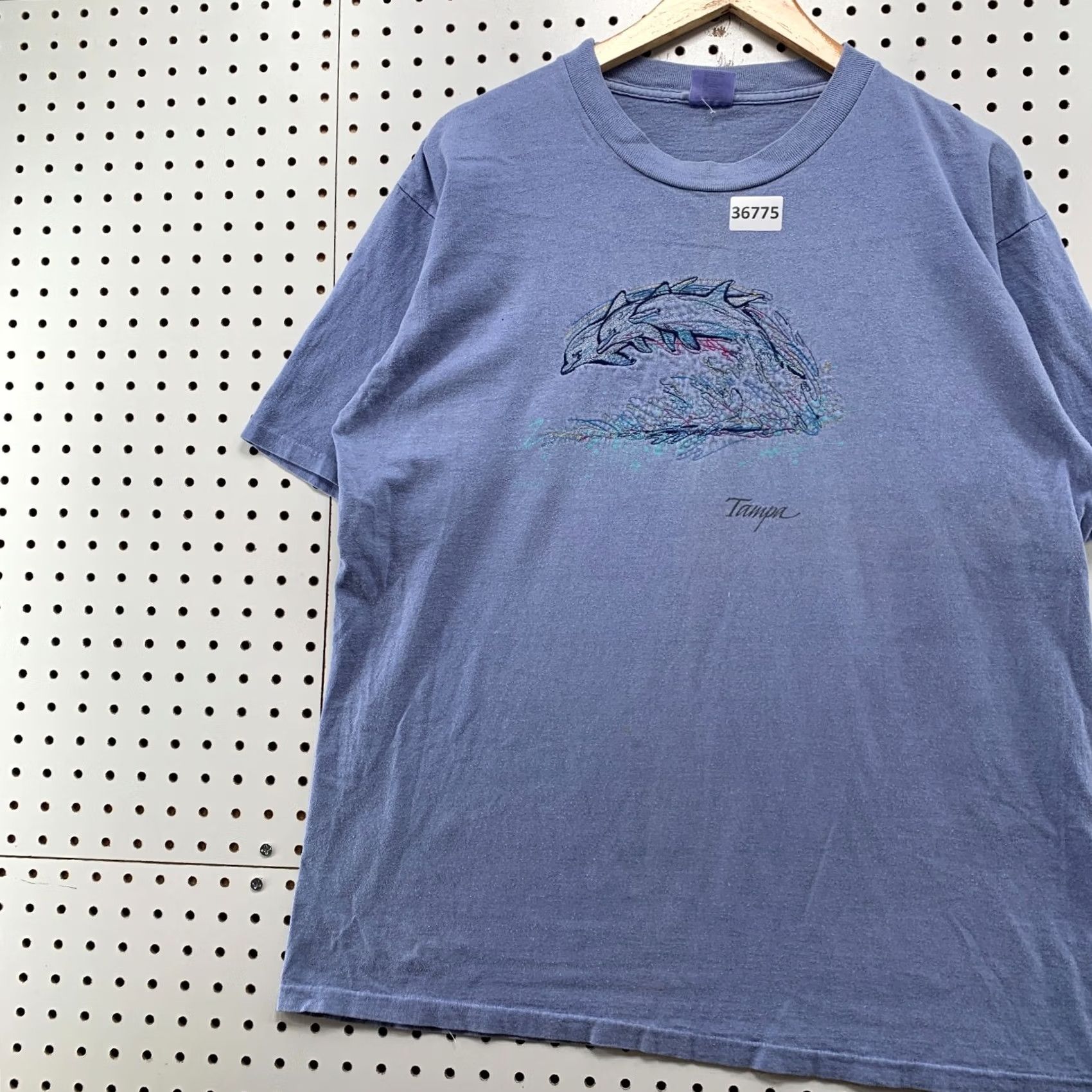 Vintage VTG 90s Tampa Dolphin Shirt Mens Large Blue Embroidered USA 23x28 Eingle Stitch Shirt Size US L / EU 52-54 / 3 - 3 Thumbnail
