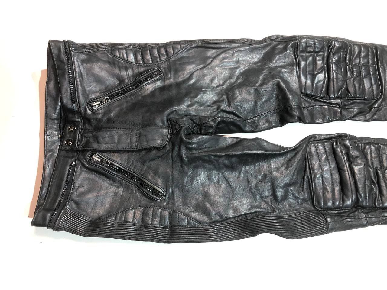 Leather × Vintage Polo Racing Moto Biker Leather Pants Vintage Size US 29 - 5 Thumbnail