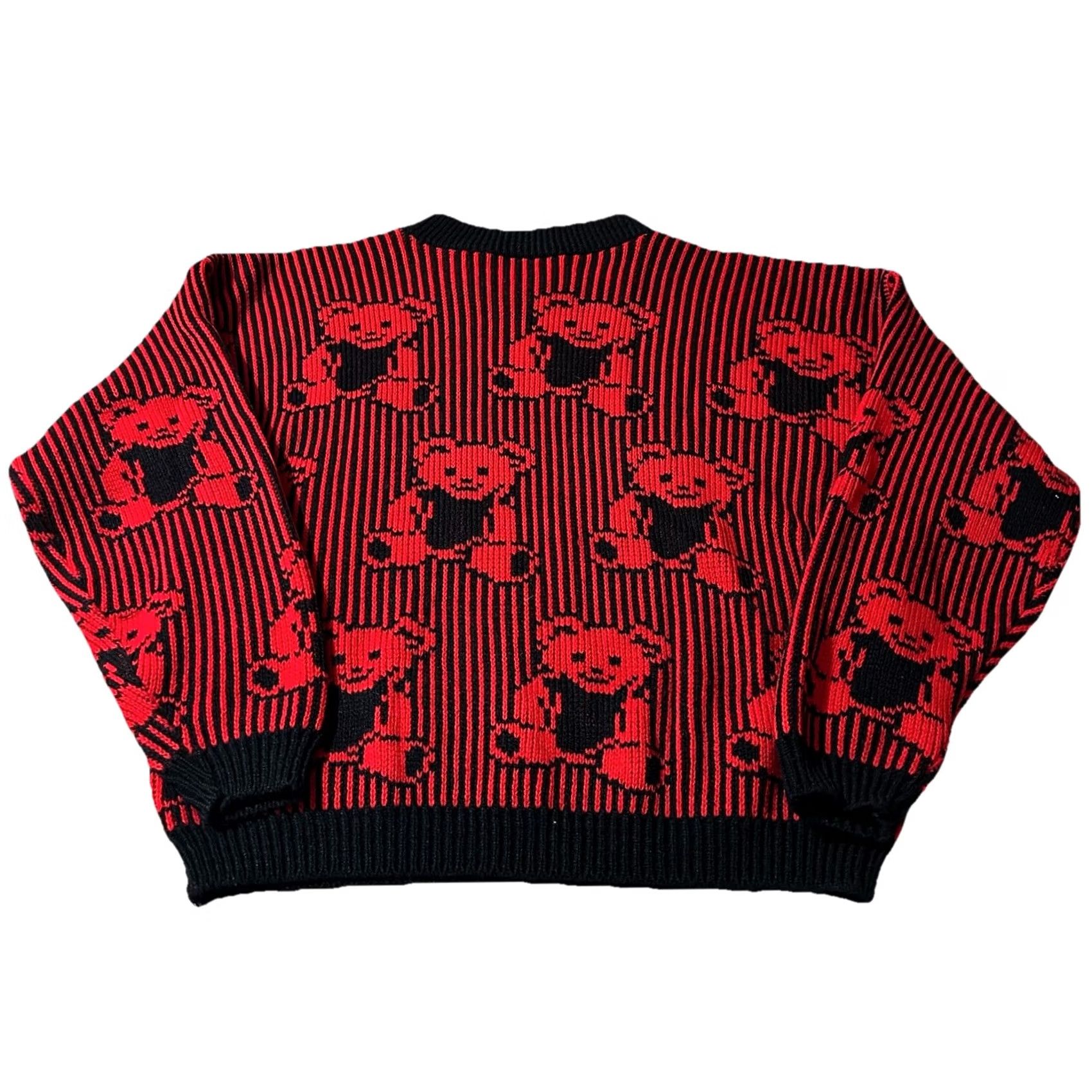 Vintage VINTAGE Adele Striped Sweater Women M Red 80s Knit Acrylic Teddy Bear Pullover Medium Size M / US 6-8 / IT 42-44 - 2 Thumbnail
