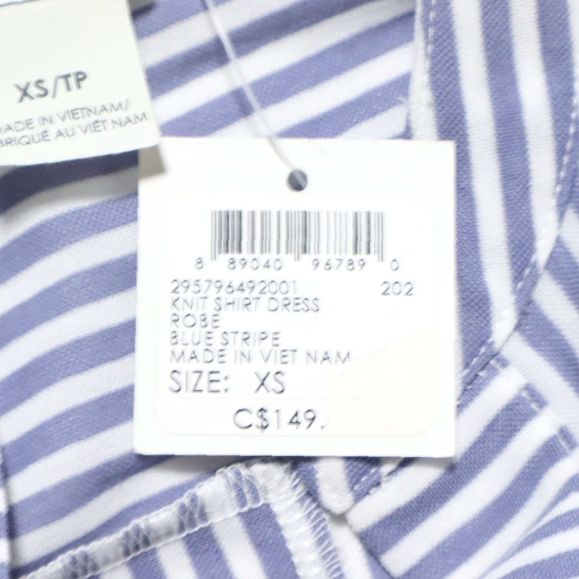Club Monaco VINTAGE Club Monaco Knit Shirt Dress Robe Striped Blue Women's XS Size XS / US 0-2 / IT 36-38 - 6 Thumbnail
