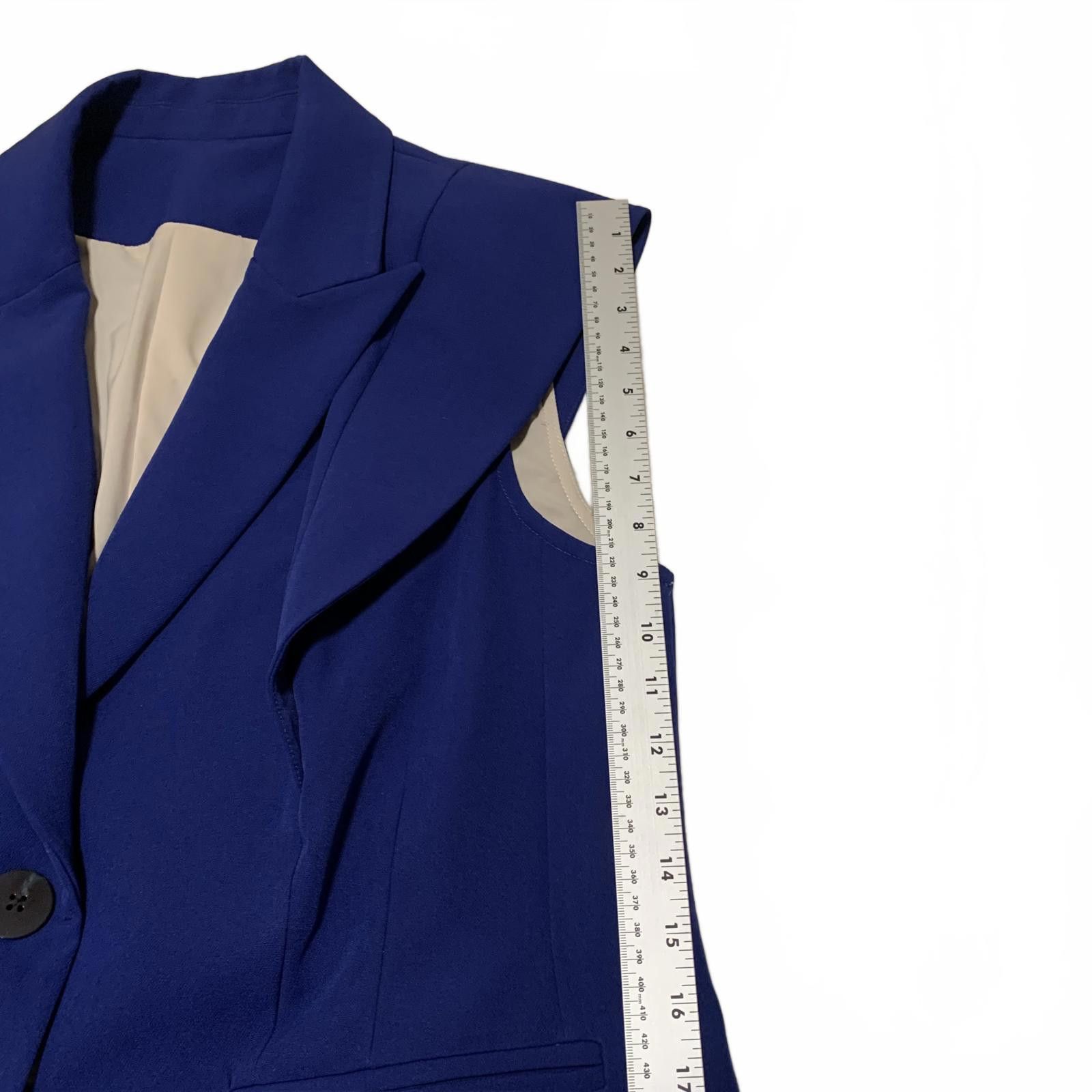 Unknown London Tailored Women's Sleeveless Lined Royal Blue Blazer Jacket Size M / US 6-8 / IT 42-44 - 4 Thumbnail