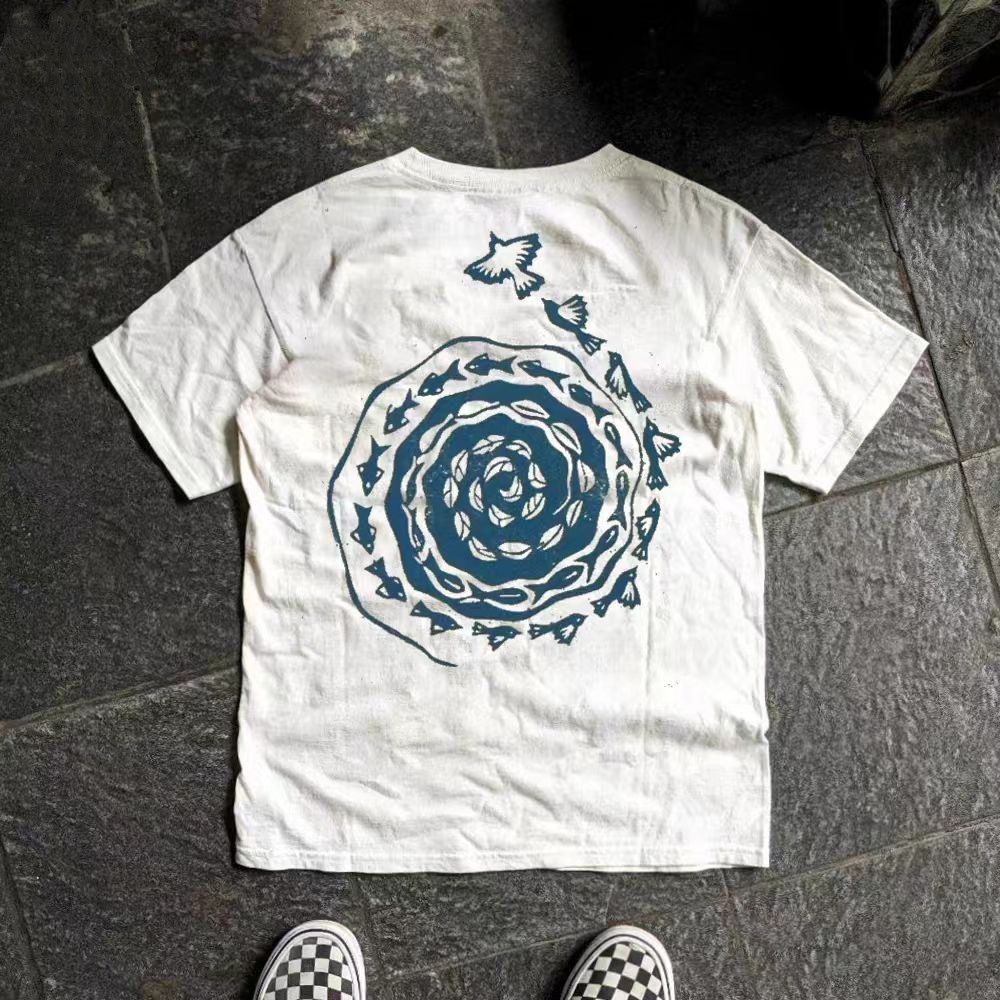 Vintage White retro bird print cotton t-shirt Size US M / EU 48-50 / 2 - 1 Thumbnail