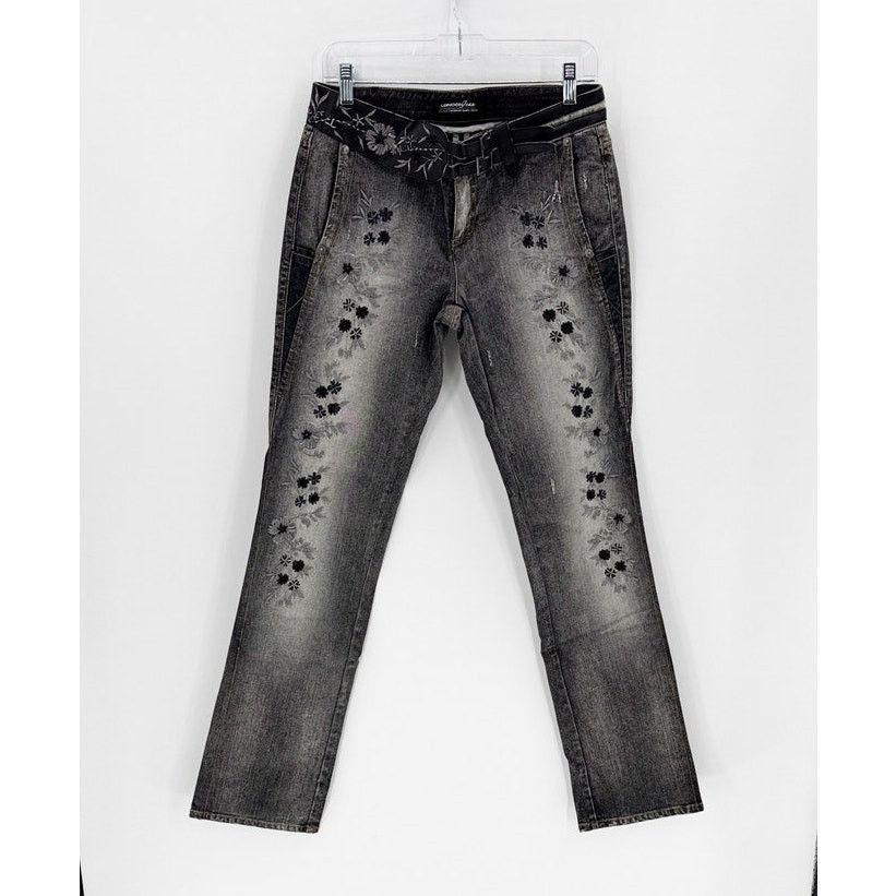 Other True Y2K London jeans beaded suede accents leather belt sz 6 Size 29" - 1 Thumbnail