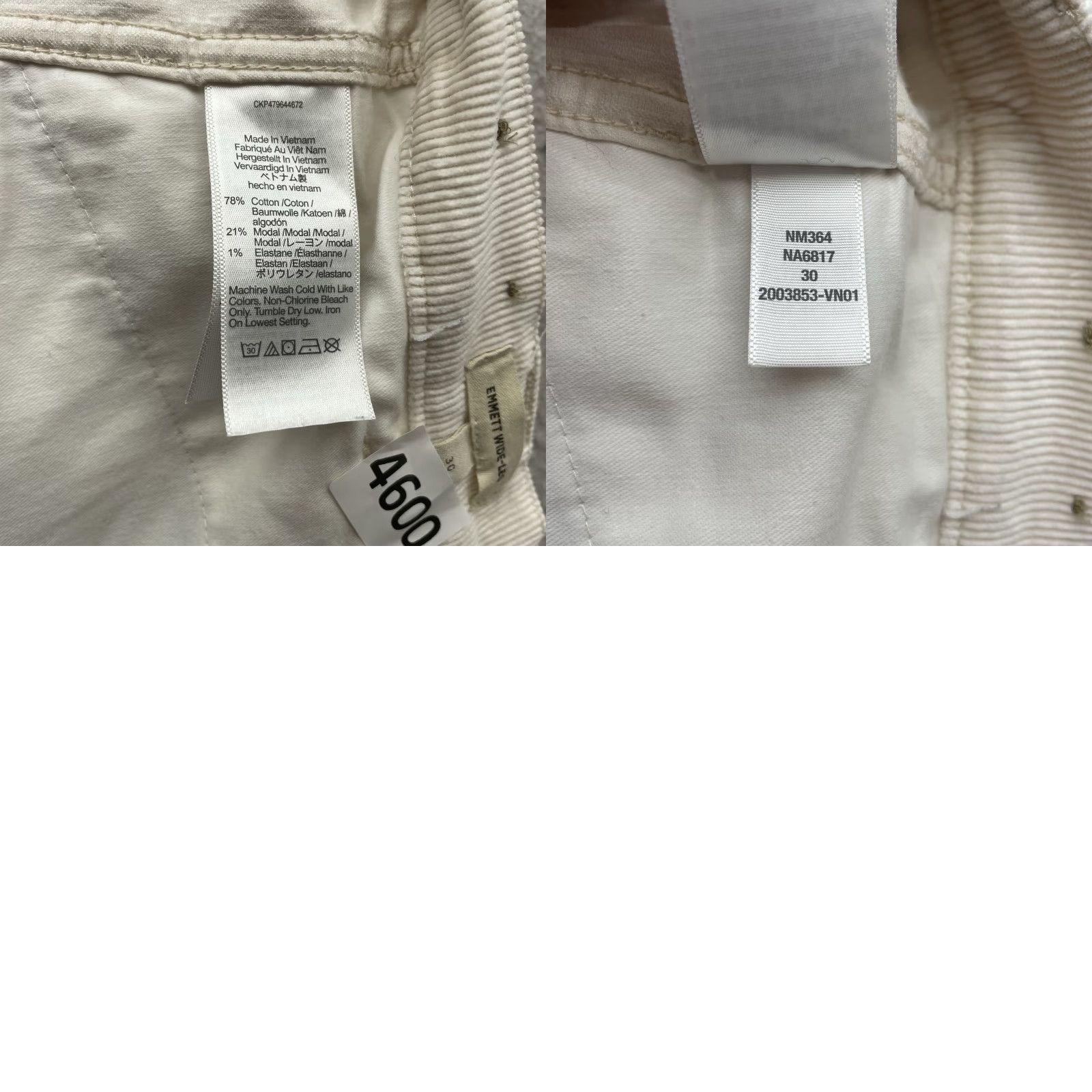 Madewell Madewell Corduroy Pants Womens 32x29 Emmet Wide Leg Baggy Cream White Tag 30 Size 24" / US 00 / IT 34 - 9 Thumbnail