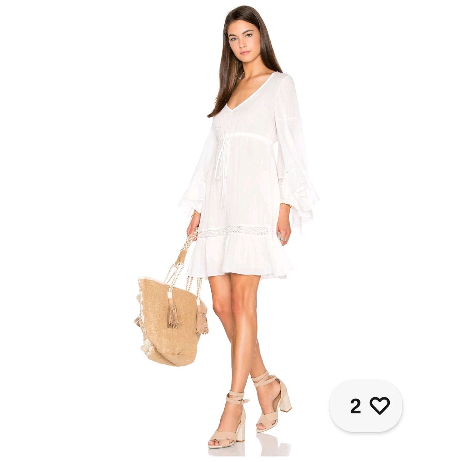Bcbgmaxazria BCBG MAX AZRIA OFF WHITE Jackleen Ruffle Flare Mini Dress S Size S / US 4 / IT 40 - 2 Thumbnail