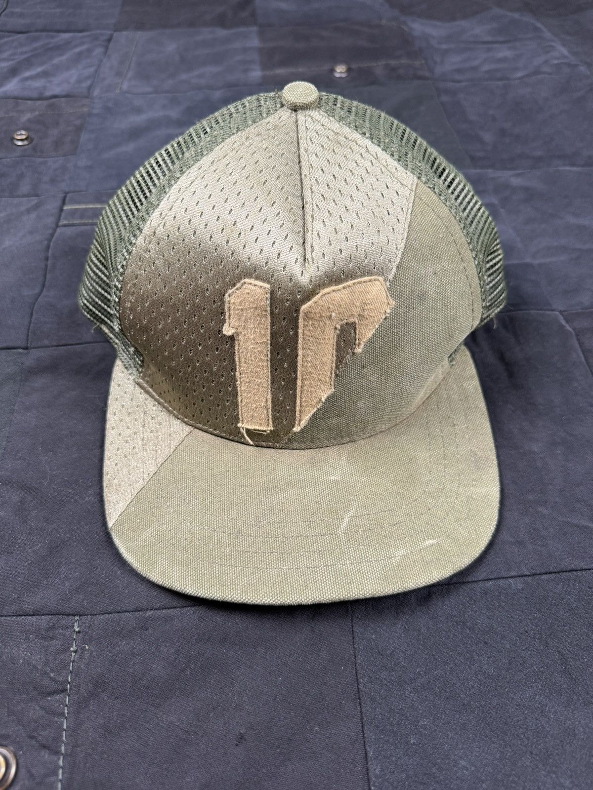 image of Greg Lauren 50/50 Trucker Hat in Green, Men's