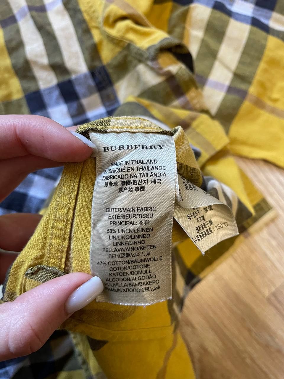 Burberry Burberry Brit YELLOW Check Linen / Cotton Button Down Shirt Size US S / EU 44-46 / 1 - 17 Thumbnail