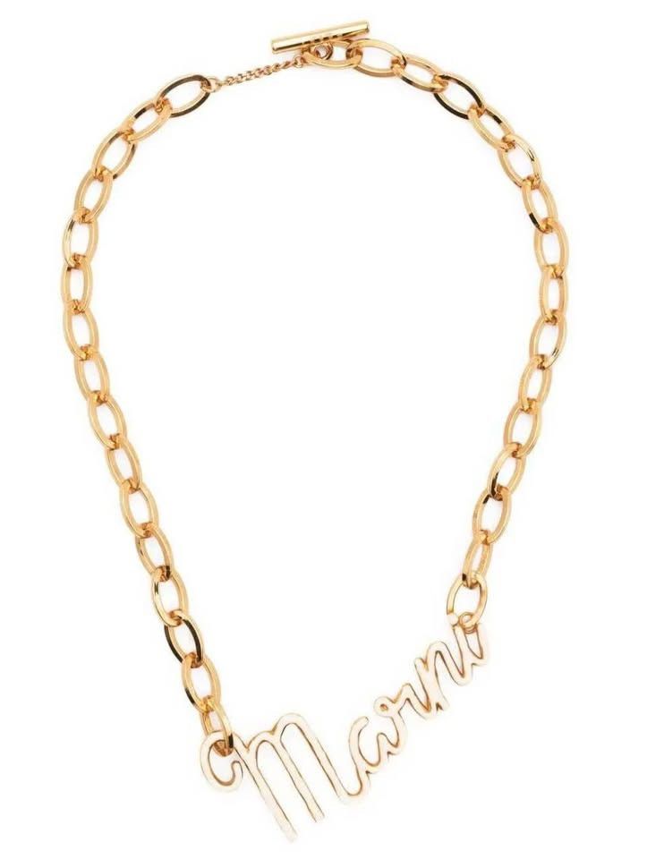Marni Marni Logo Plaque Chain-Link Necklace Size ONE SIZE - 2 Thumbnail