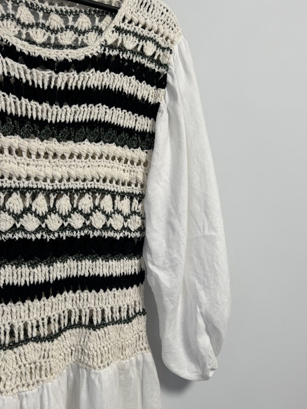 Other NINALEUCA Crochet Boho Dress–White Linen Maxi with Knit Top Size M / US 6-8 / IT 42-44 - 8 Thumbnail