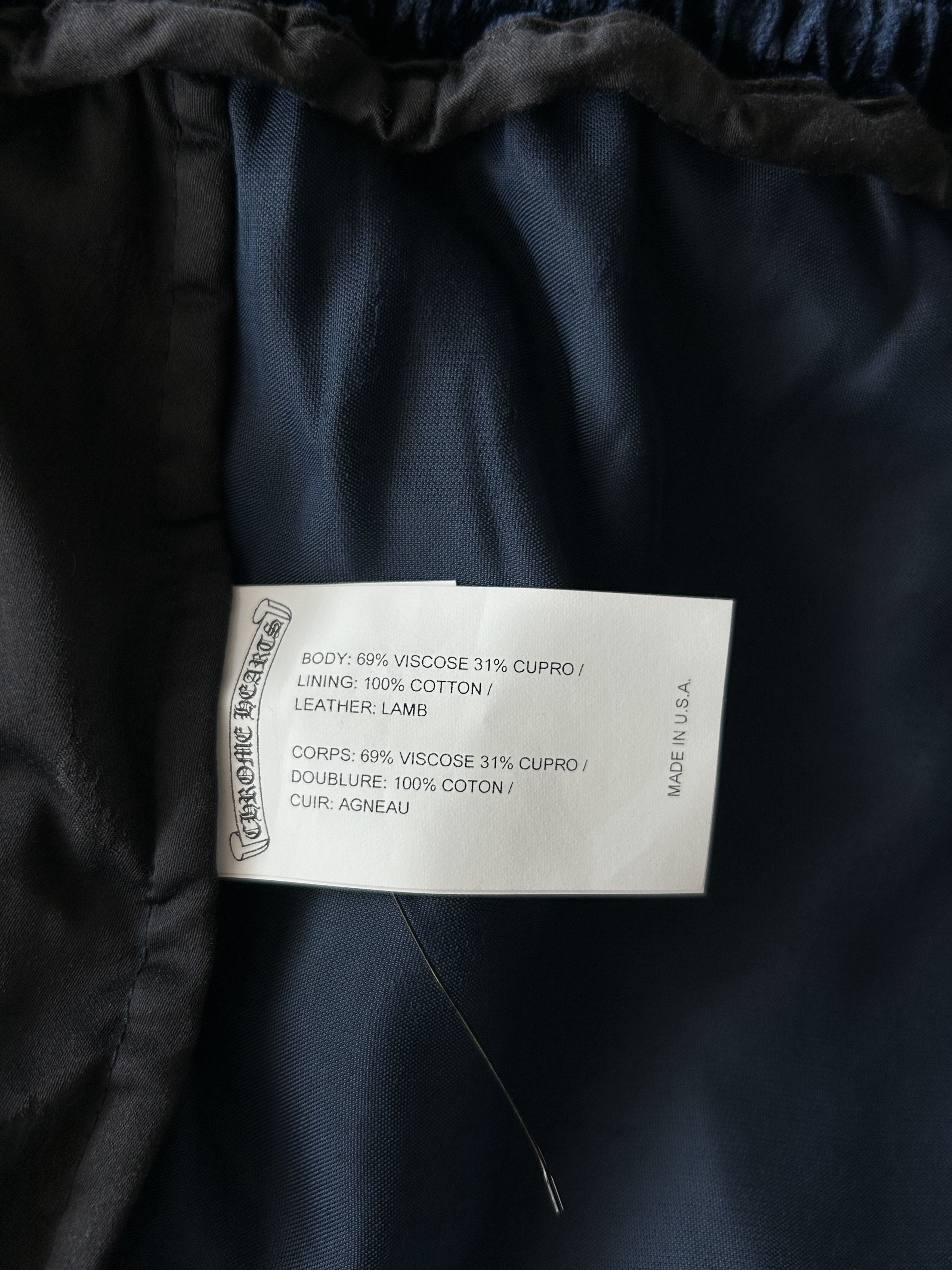 Chrome Hearts Navy & White Embroidered Logo Velour Track Pants Size US 32 / EU 48 - 4 Thumbnail