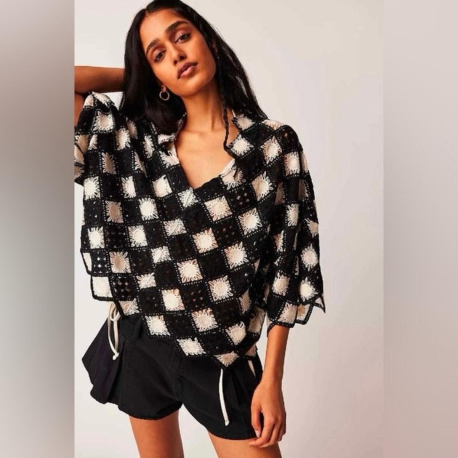 Free People Free People Beach House Crochet Tee Size S / US 4 / IT 40 - 3 Thumbnail