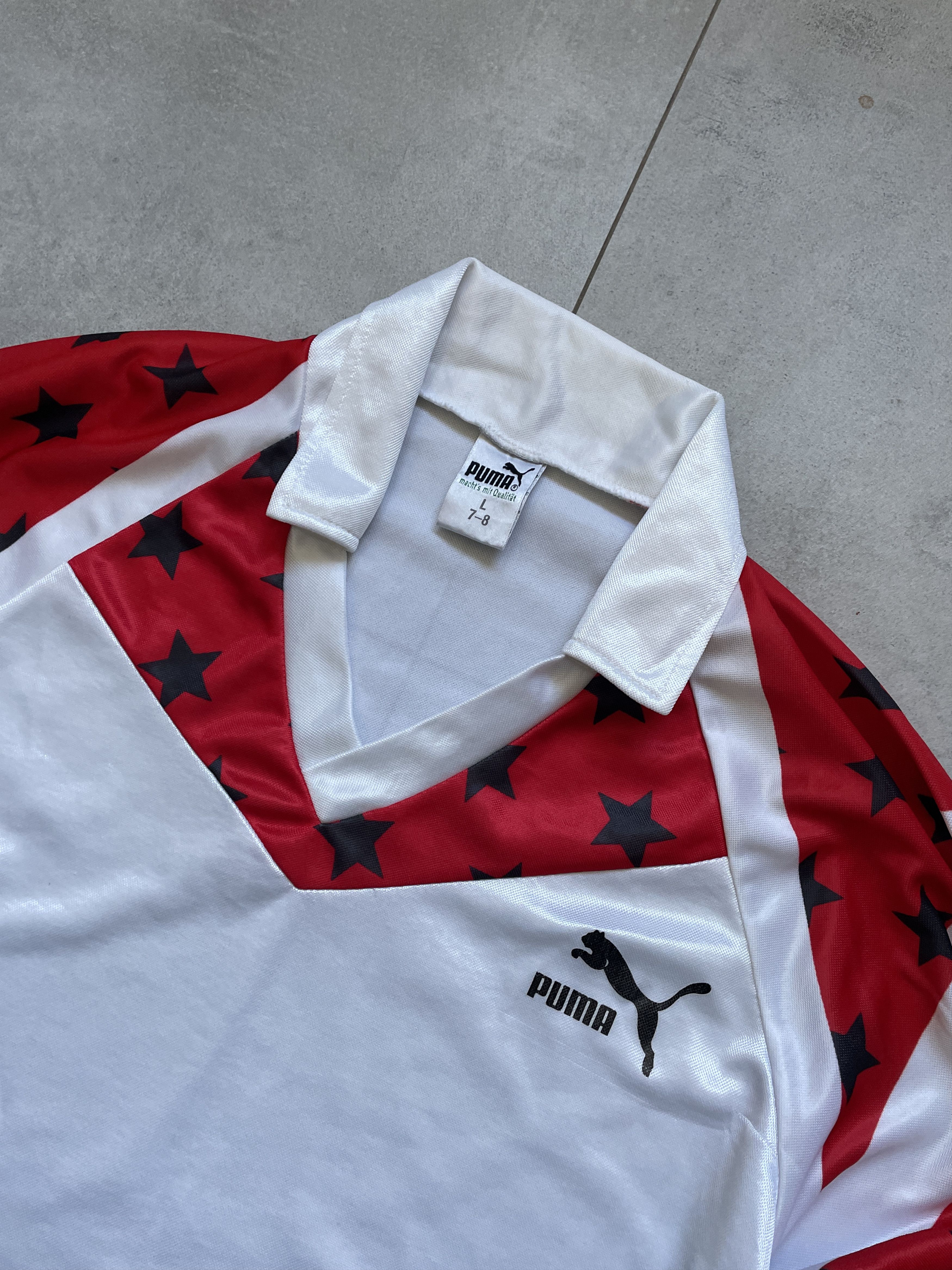 Puma VINTAGE PUMA 90S \WHITE RED BLOKECORE STAR TEMPLATE JERSEY Size US L / EU 52-54 / 3 - 2 Thumbnail