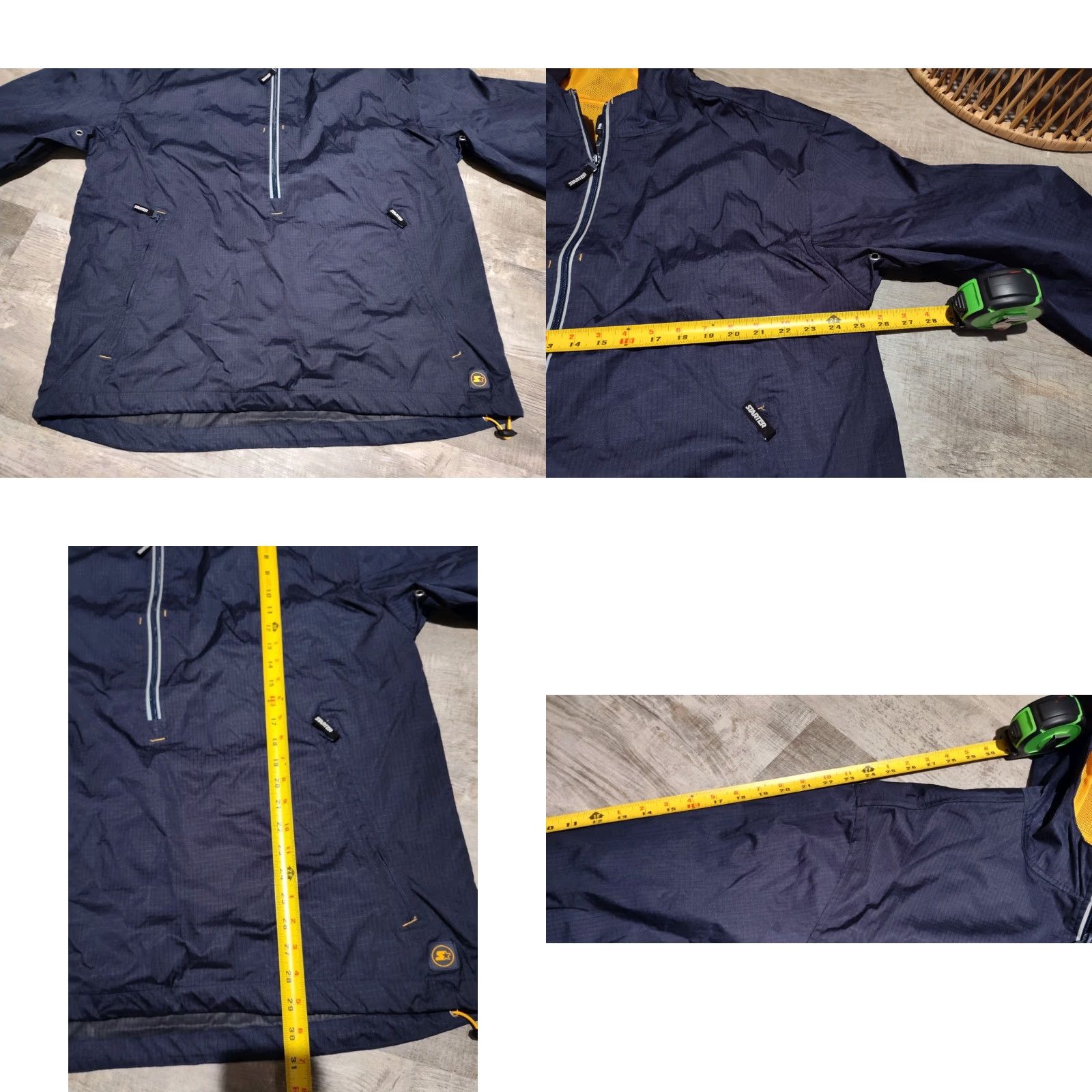 Starter VINTAGE Starter Windbreaker Jacket Mens Large Navy Blue 1/2 Zip Hooded Breathable Lightweight Logo Zipper Embroidered Size US L / EU 52-54 / 3 - 8 Thumbnail