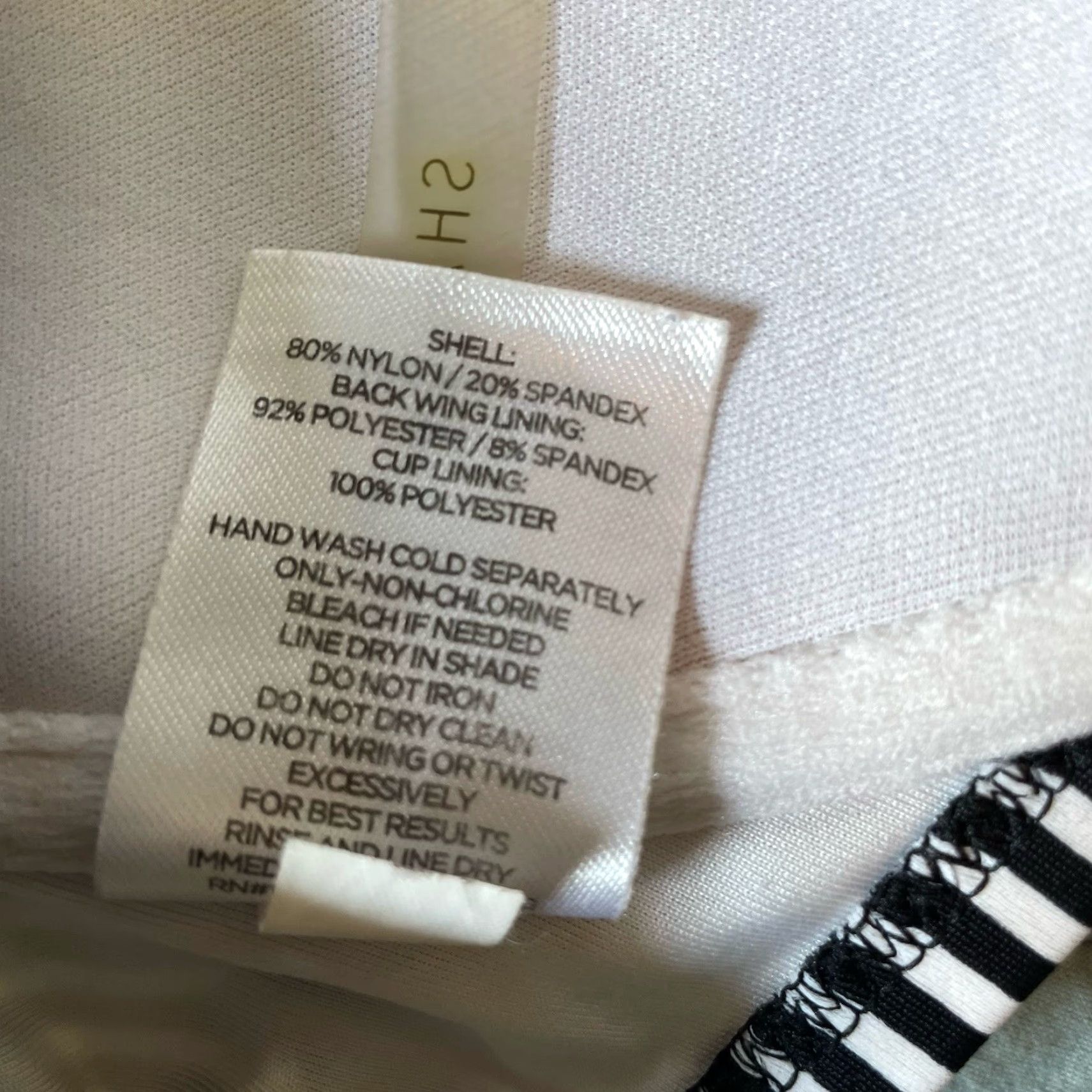 Vintage Shade & Shore Bikini Top 36C Striped Black & White Beach Swim Top Women 36C Spaghetti Strap Padded Size XS / US 0-2 / IT 36-38 - 6 Thumbnail