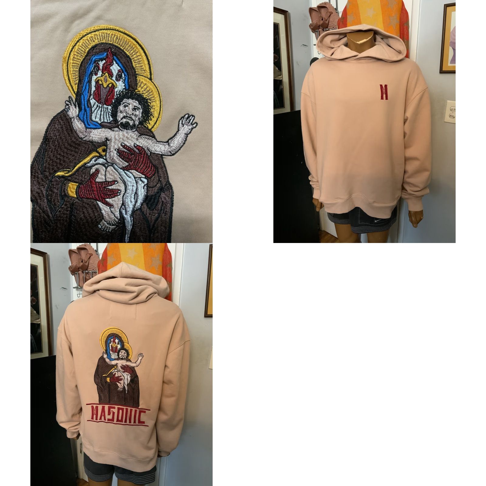 Vintage VINTAGE Masonic Rooster Heavyweight Terry Fleece Embroidered Pullover Hoodie Sz. M Mens Hoodie Pullover Embroidered Heavyweight Fleece Masonic Rooster Size US M / EU 48-50 / 2 - 8 Thumbnail