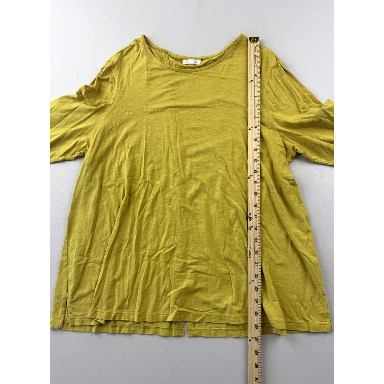 J. Jill J. Jill Shirt Womens 1X Yellow Scoop Neck Long Sleeve Lightweight Tunic Top Size XL / US 12-14 / IT 48-50 - 4 Thumbnail
