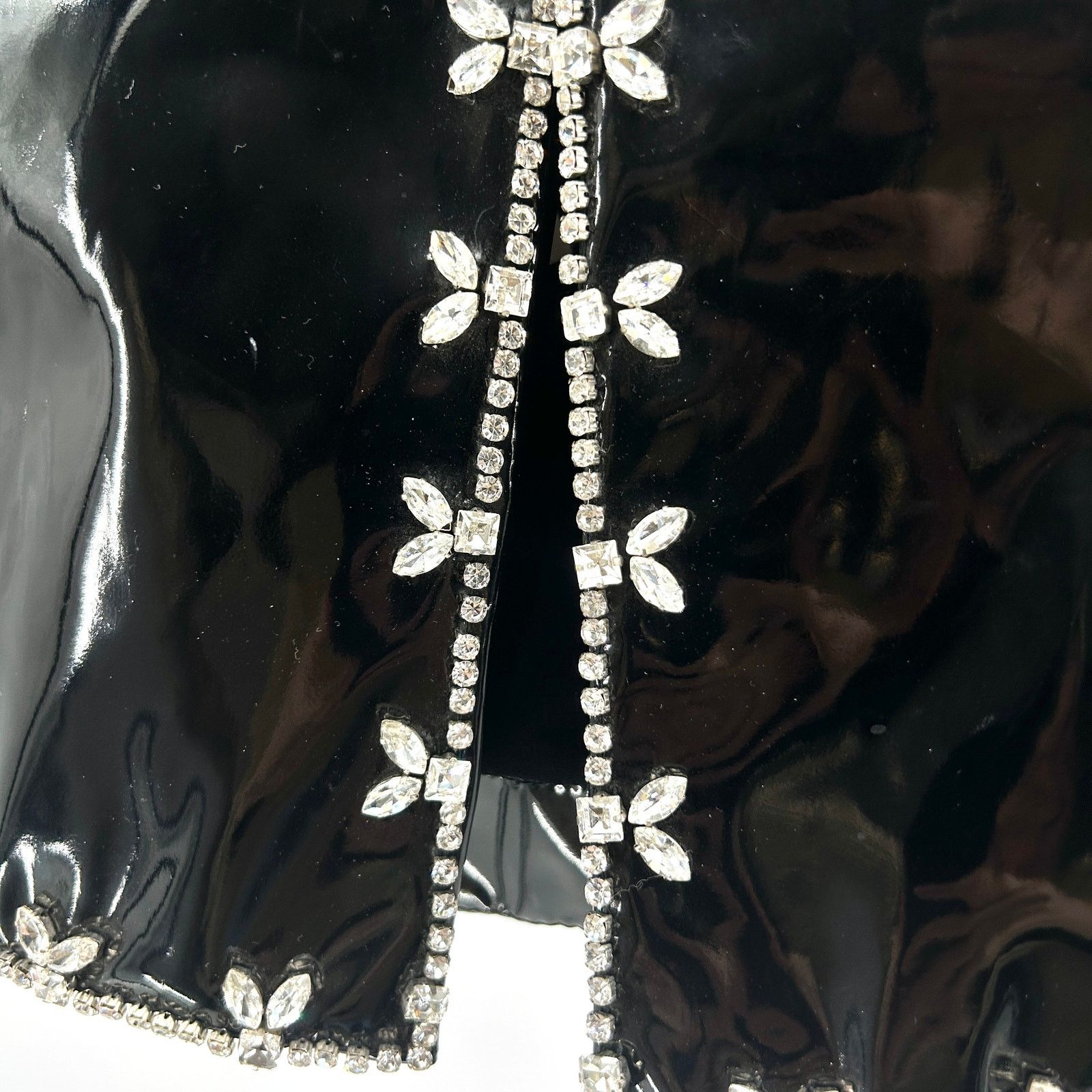 Other DES PHEMMES Black Vinyl Crystal Embellished Micro Mini Skirt Size 28" / US 6 / IT 42 - 2 Thumbnail