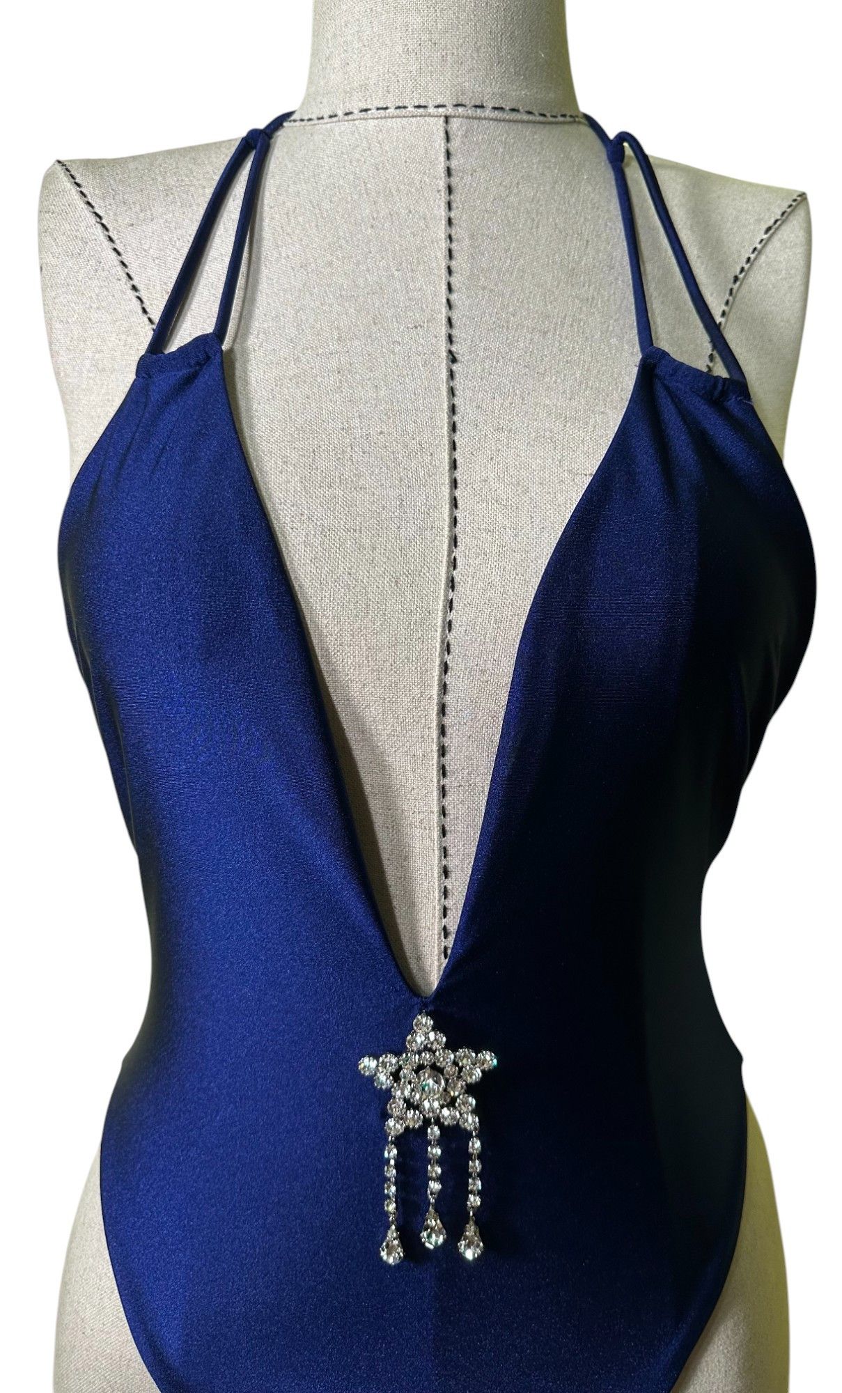 Alessandra Rich Navy blue swimsuit crystal Size M / US 6-8 / IT 42-44 - 2 Thumbnail