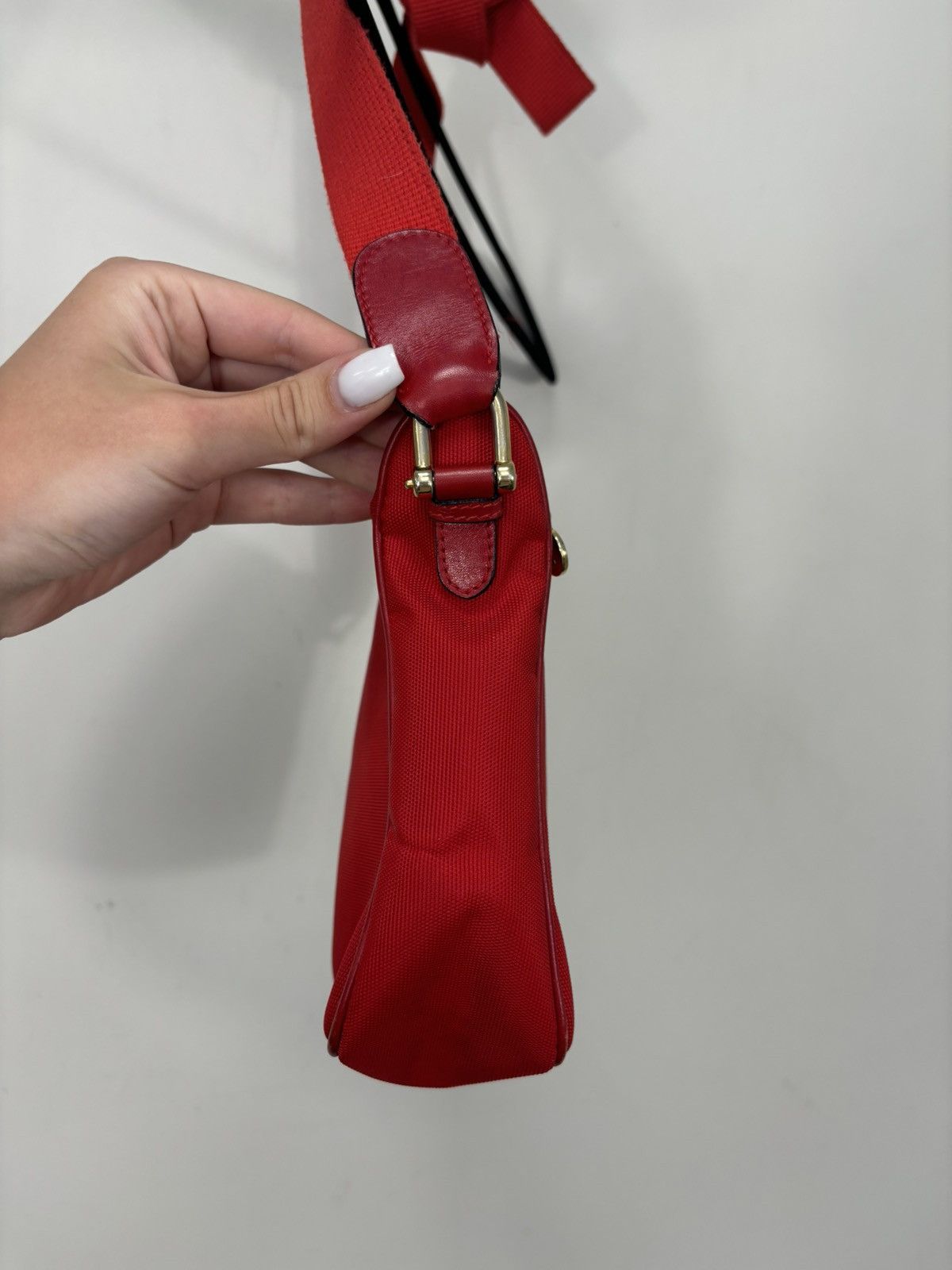 Celine Vintage Celine MO4 Red Fabric Minimalist Rare Shoulder Bag Size ONE SIZE - 4 Thumbnail
