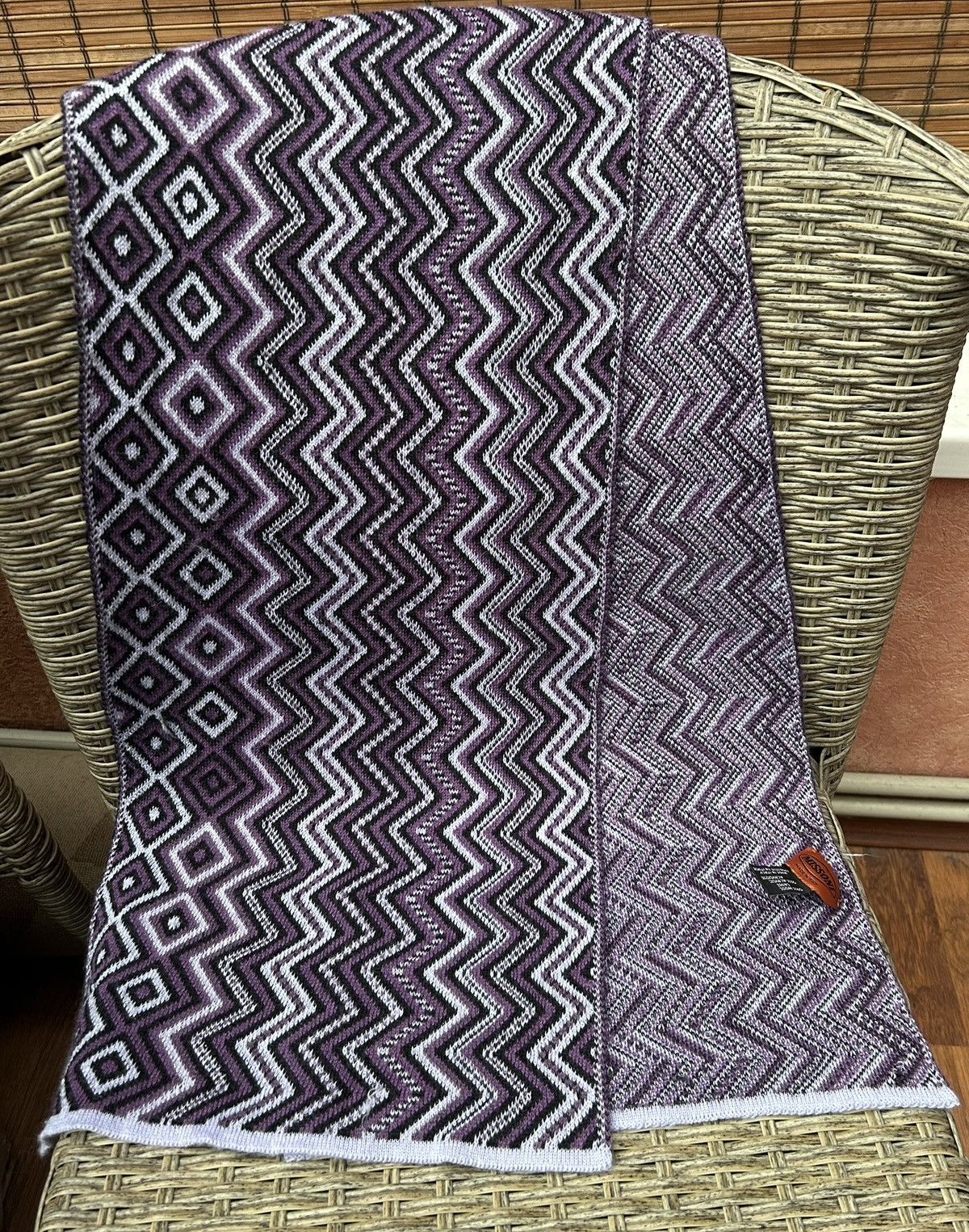 Missoni Vintage Missoni Wool Blend Purple ZigZag Scarf Size ONE SIZE - 2 Thumbnail