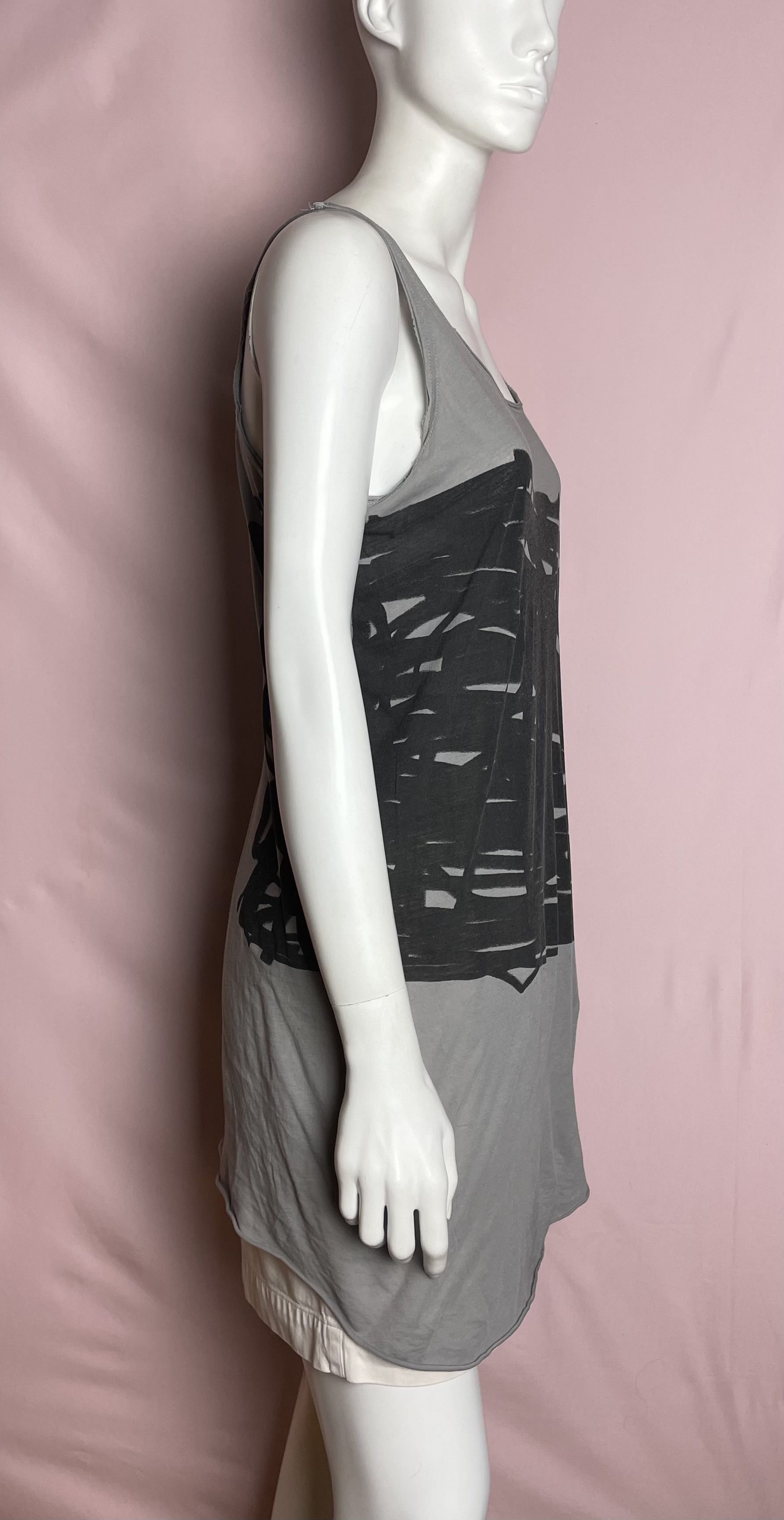 Rundholz Rundholz Black Label Grey Scribble Print Cotton Top Vest Size L / US 10 / IT 46 - 3 Thumbnail