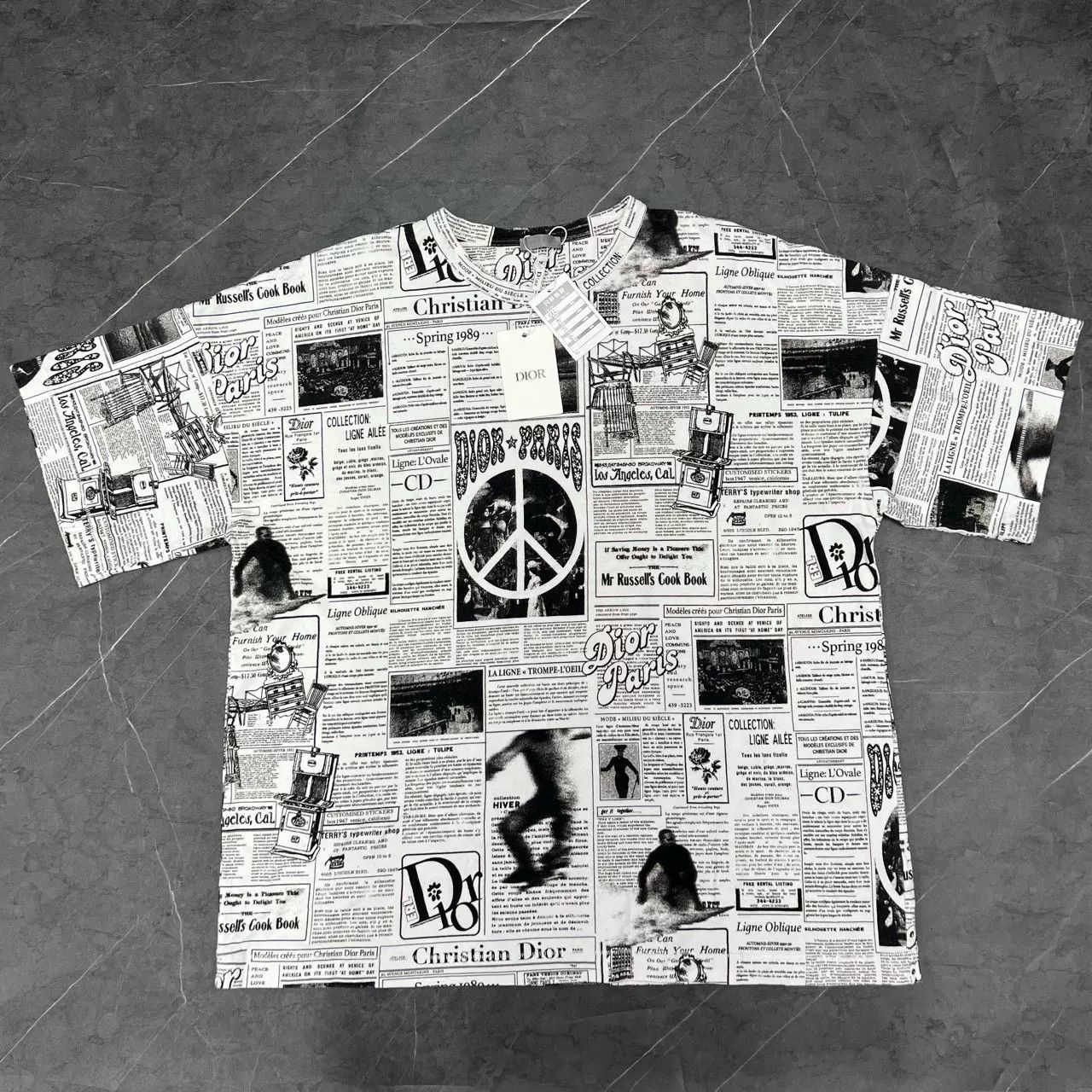 Dior DIOR 23FW ERL Collaboration Anti-War Newspaper Tee Size US XXL / EU 58 / 5 - 1 Thumbnail