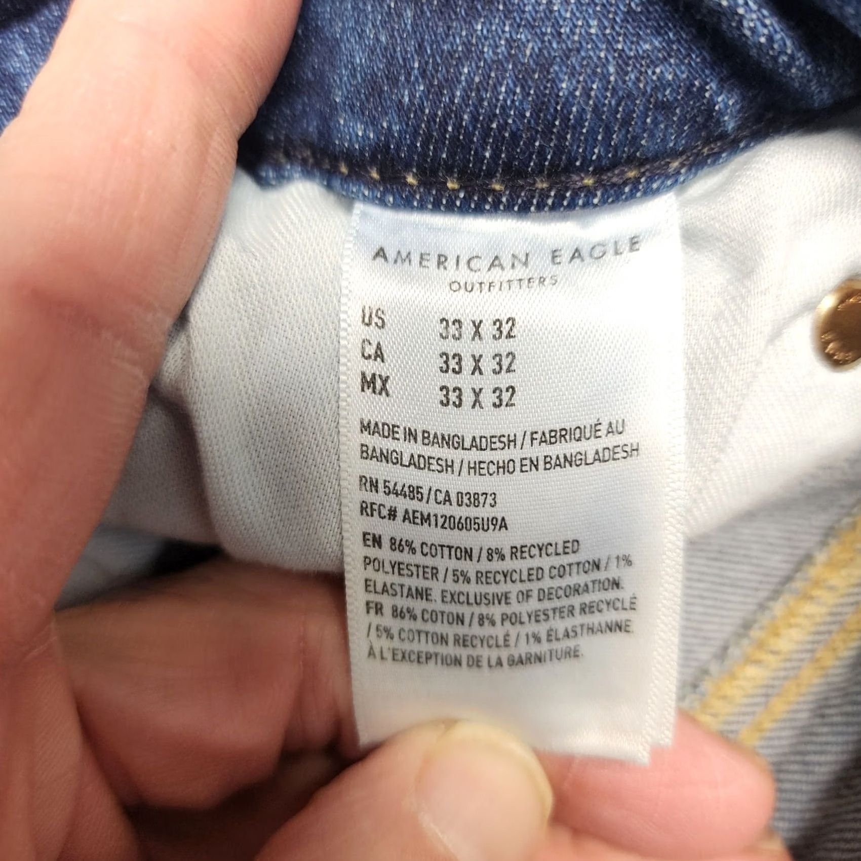 Vintage American Eagle Mens Jeans 31x30 Slim Airflex Blue Stretch Tagged 33x32 Size US 31 - 5 Thumbnail