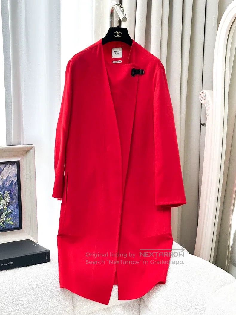 Hermes Hermes Red Pure Cashmere Coat Size XXS / US 00 / IT 34 - 1 Thumbnail