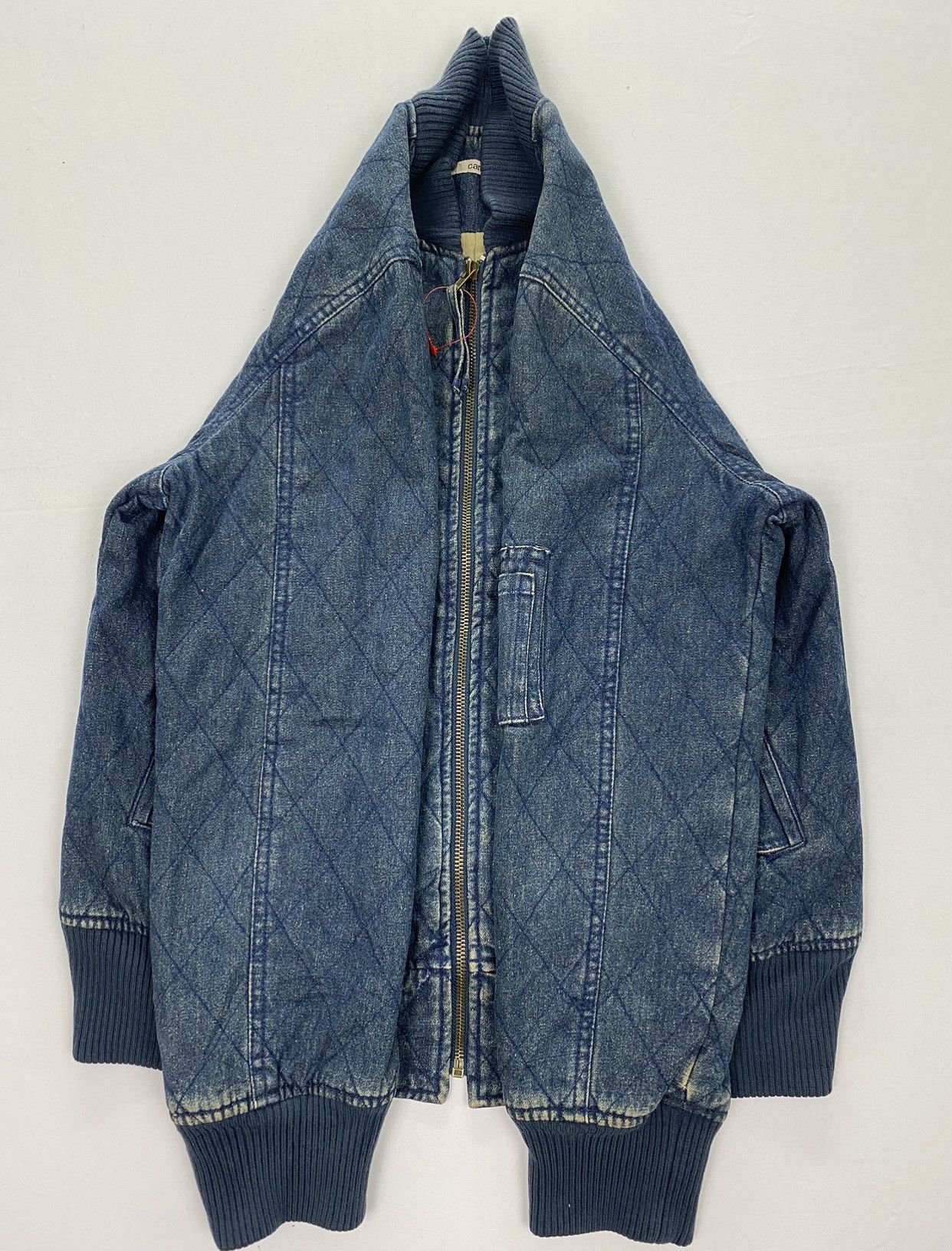 Japanese Brand Cantwo Diamond Quilted Denim Bomber Jacket Size US XXS / EU 40 - 5 Thumbnail