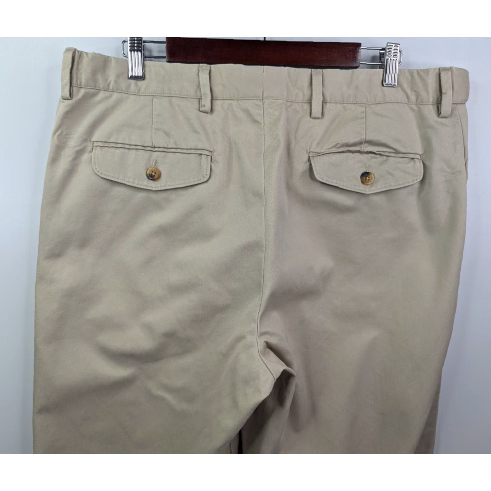 Vintage LL Bean Khakis Flat Front Men's 36x30 Beige 100% Supima Cotton Trousers 0DBM9 Size US 36 / EU 52 - 7 Thumbnail