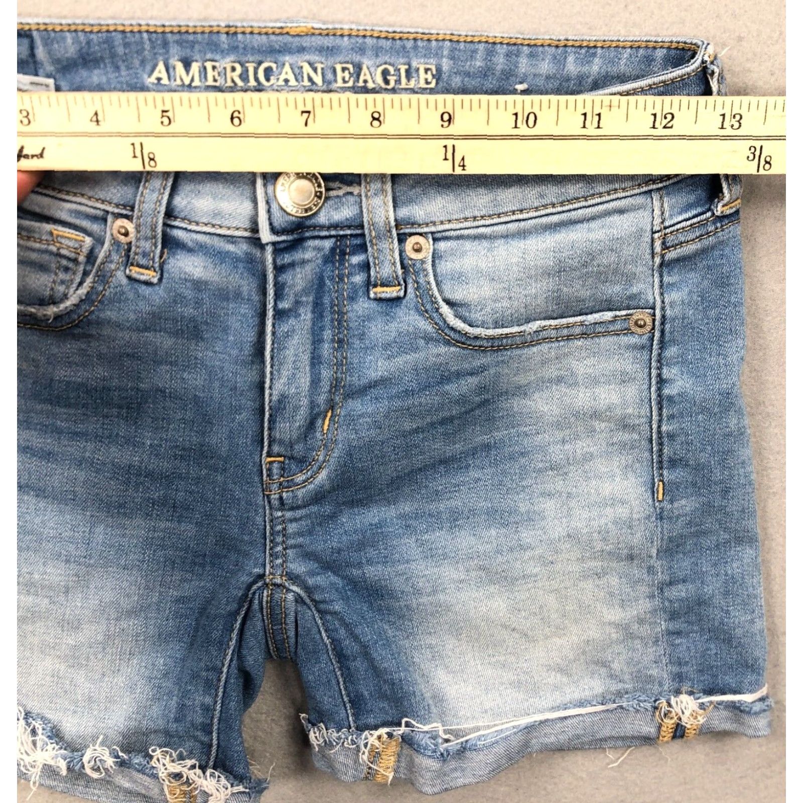 American Eagle Outfitters American Eagle Outfitters Shorts Women 00 Blue Denim Cut-Off Midi Faded Solid 5-Pocket Belk? (Brand clarified: American Eagle Outfitters) Size 24" / US 00 / IT 34 - 5 Thumbnail