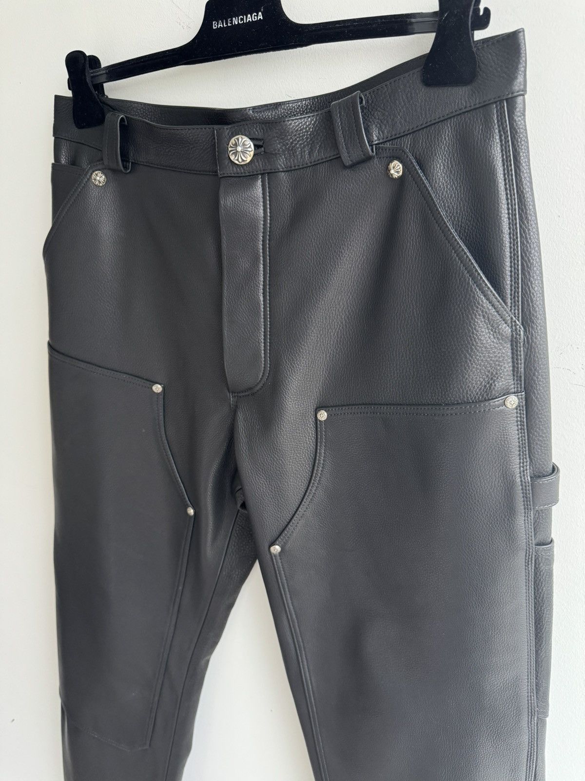 Chrome Hearts CHROME HEARTS LEATHER CARPENTER PANTS VERY RARE Size US 34 / EU 50 - 3 Thumbnail
