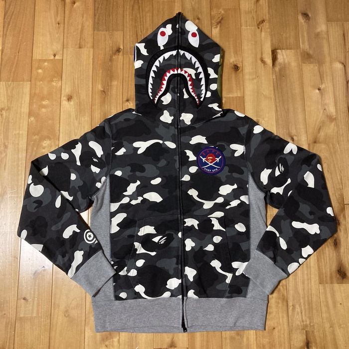 Bape 💫glow In The Dark💫 Bape City Camo Shark Full Zip Hoodie Ape 