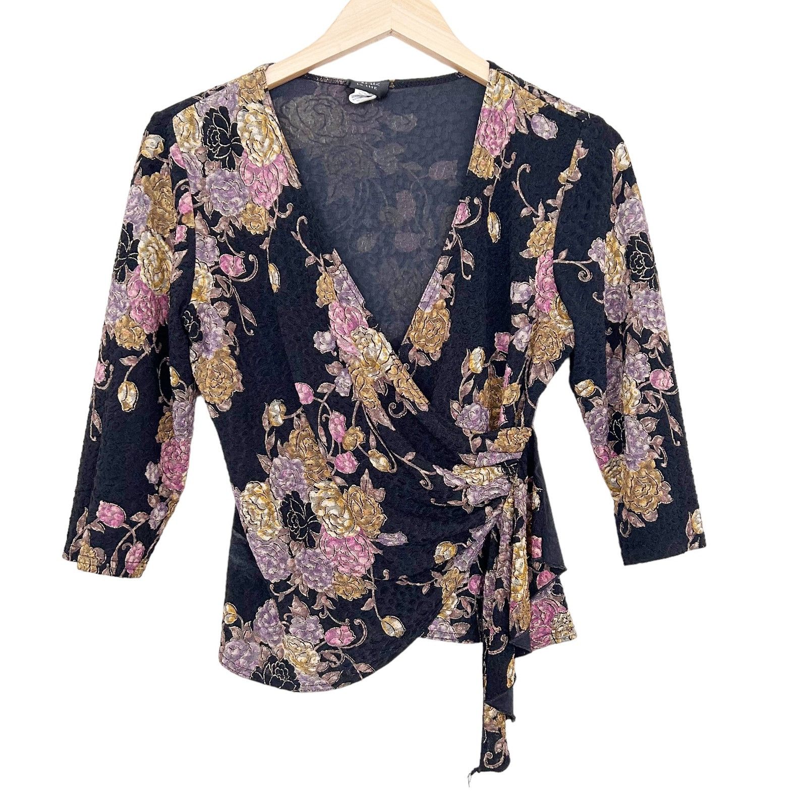 Vintage Vintage MSK Petite Floral Wrap Top Sz 8P Size M / US 6-8 / IT 42-44 - 1 Thumbnail
