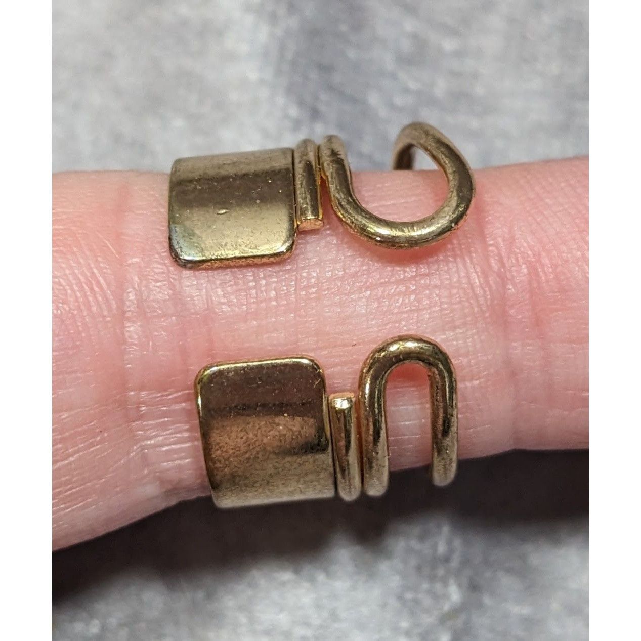 Other Modern Layered Gold Tone Open Cuff Ring Size 8 1/2 Size ONE SIZE - 4 Thumbnail