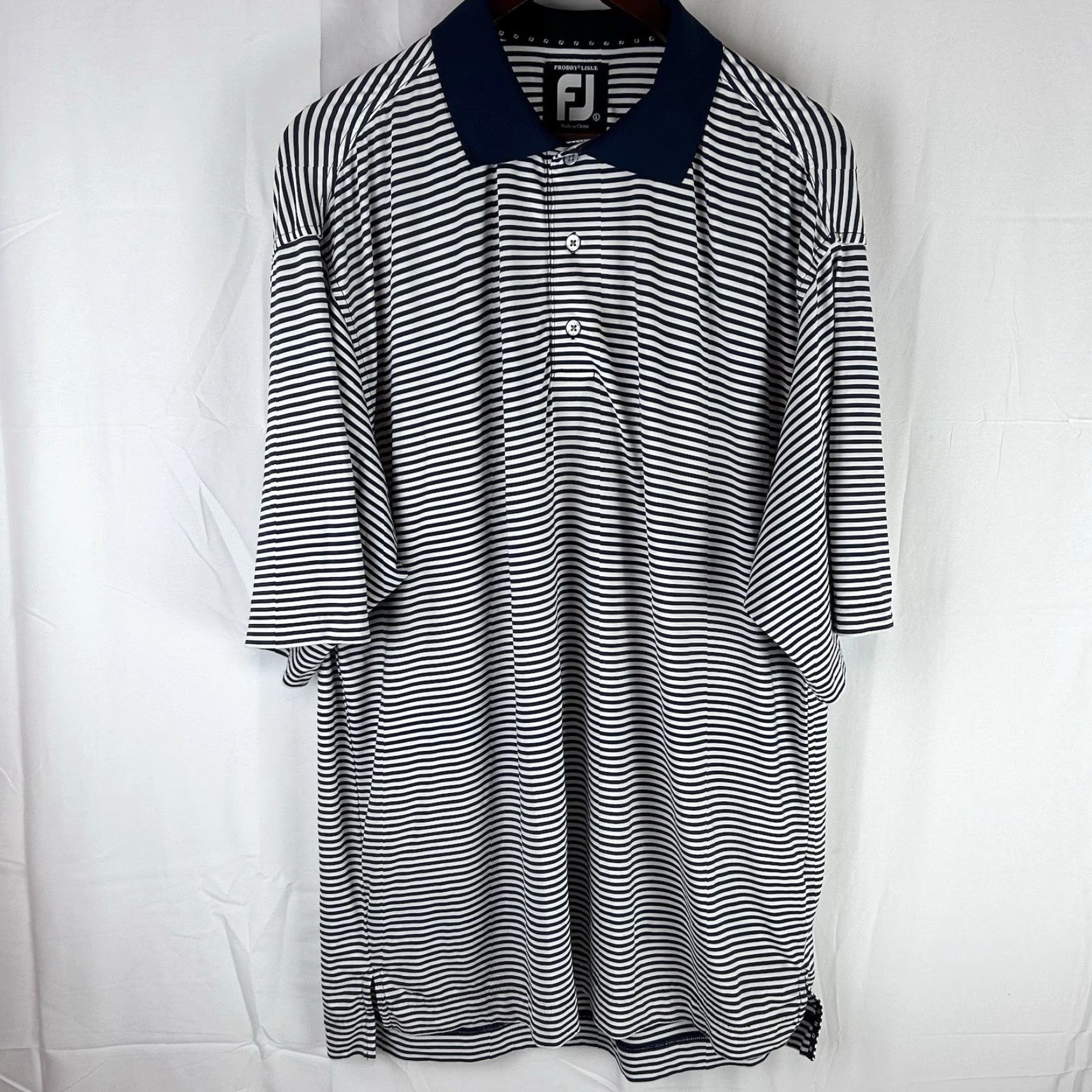 Footjoy Footjoy Polo Shirt Large Blue White ProDry Performance Lisle Golf *Stain Size US L / EU 52-54 / 3 - 2 Thumbnail