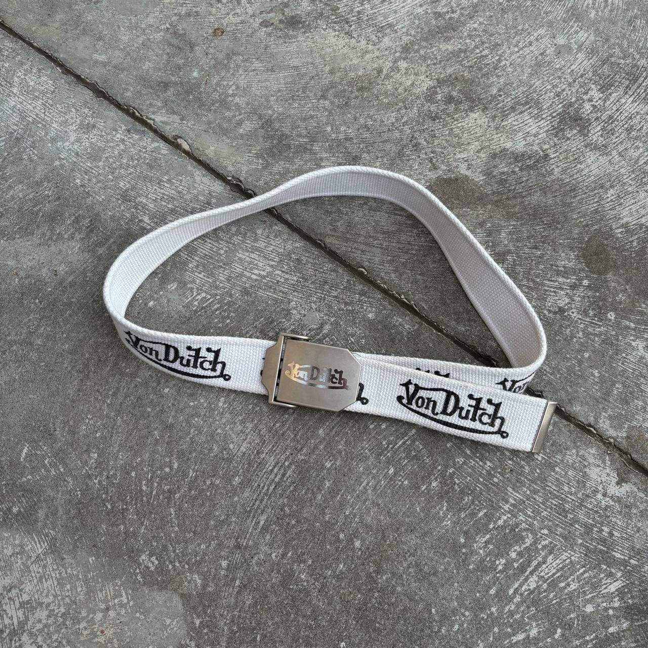 Von Dutch Y2K Oversized Logo Belt Black Silver Buckle NWT M Unisex von dutch buckle products for sale | eBay main image 3
