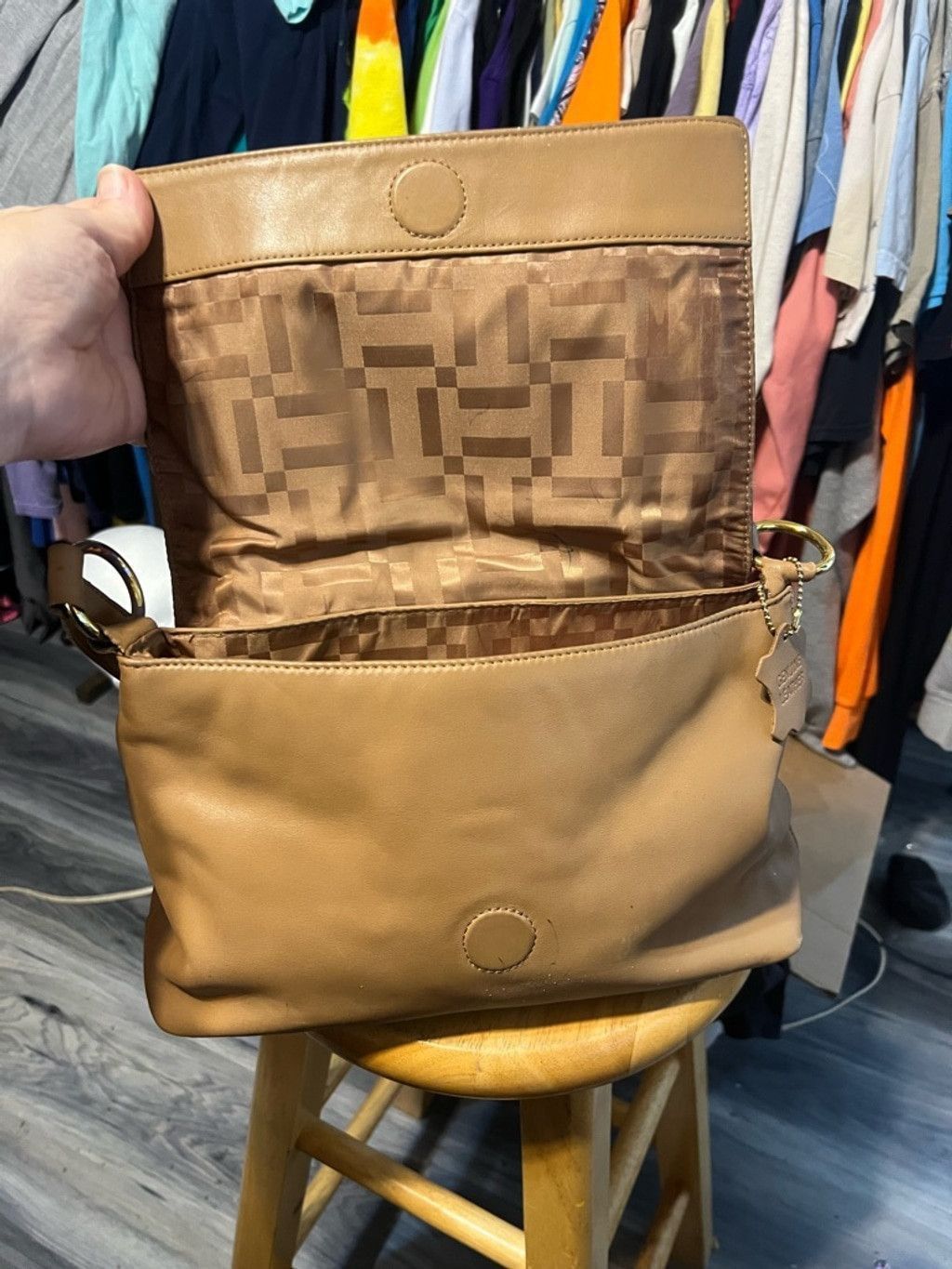 Lord & Taylor Women's Lord & Taylor Tan Leather Shoulder Bagu in Size ONE SIZE - 9 Thumbnail