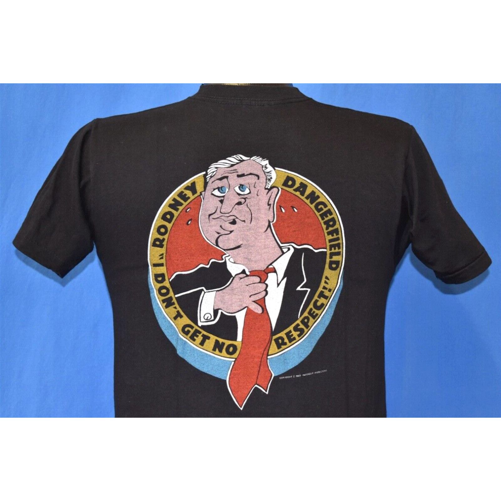 image of Screen Stars VTG 80's Rodney Dangerfield No Respect Comedian Stand Up Comedy Black T-Shirt S in Whi