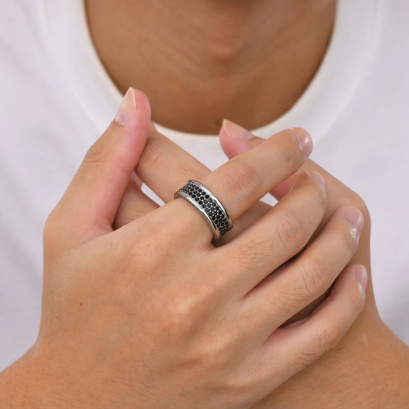 Jewelry × Vintage 8mm Black Stone Ring Size ONE SIZE - 3 Thumbnail