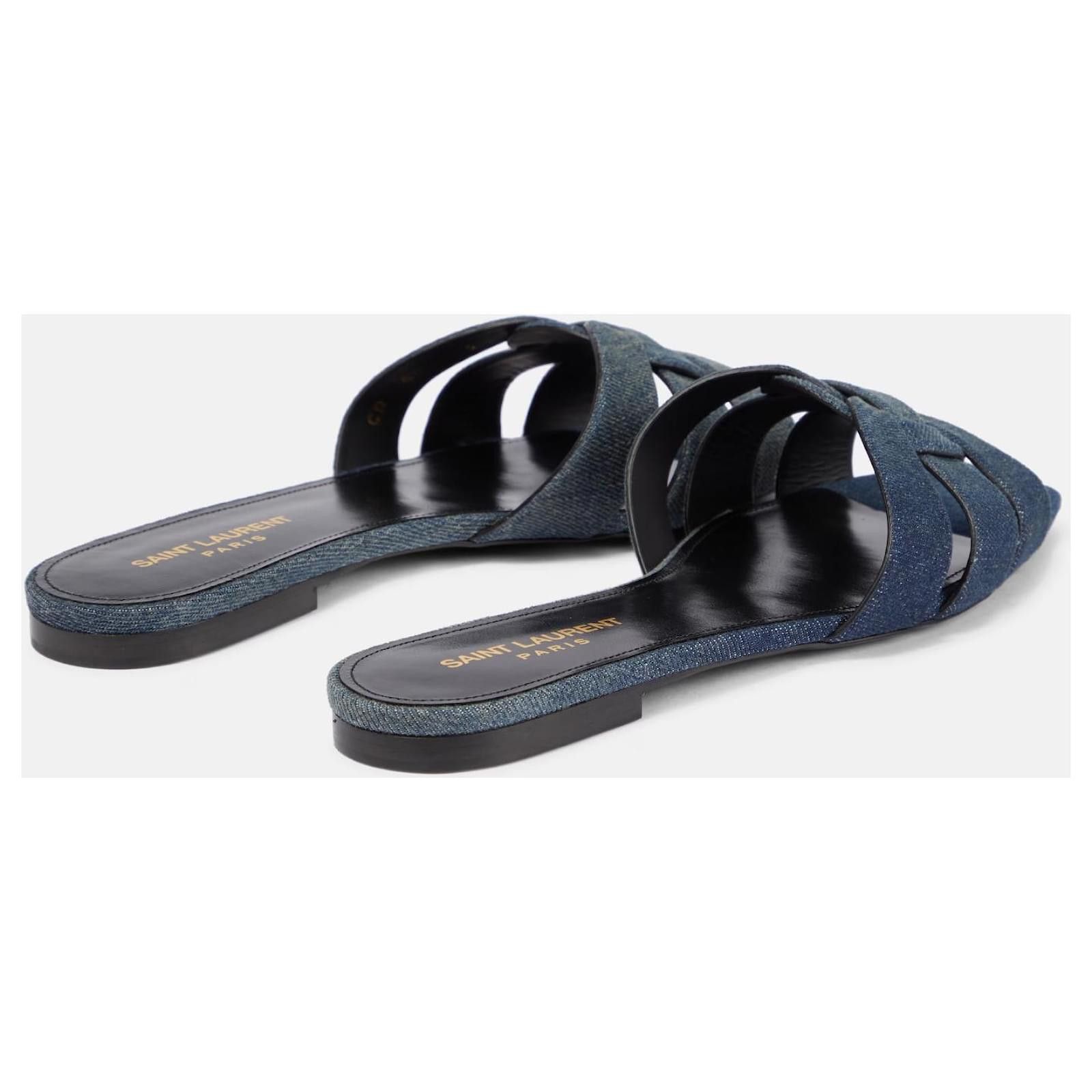 Saint Laurent Paris o1b1hav110924 Denim Mules in Blue Size US 9.5 / IT 39.5 - 3 Thumbnail