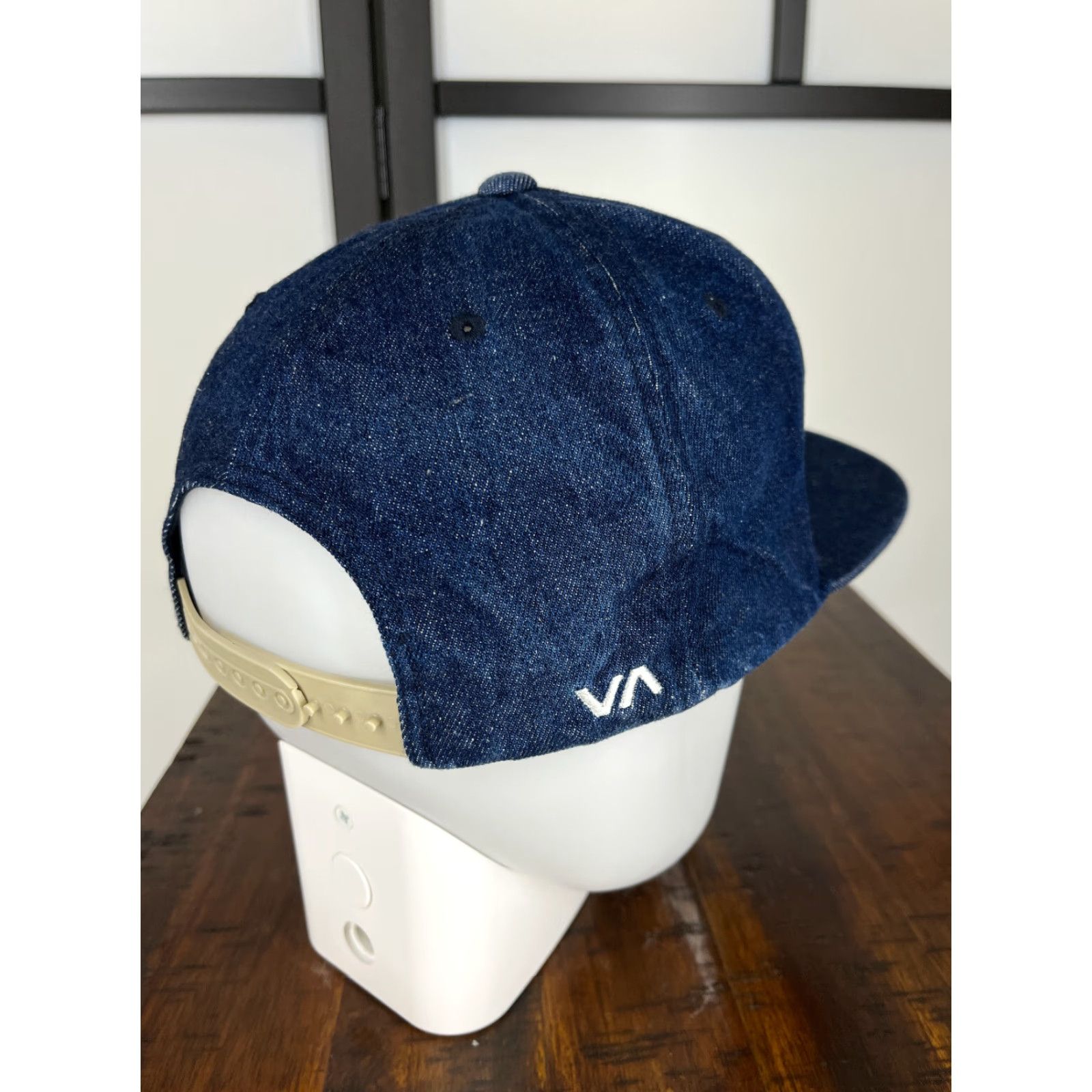 RVCA RVCA Hat Cap Snap Back Adult One Size Blue Denim Look Embroidered Skate Beach Men's Casual Adjustable 90s Theme Size ONE SIZE - 7 Thumbnail