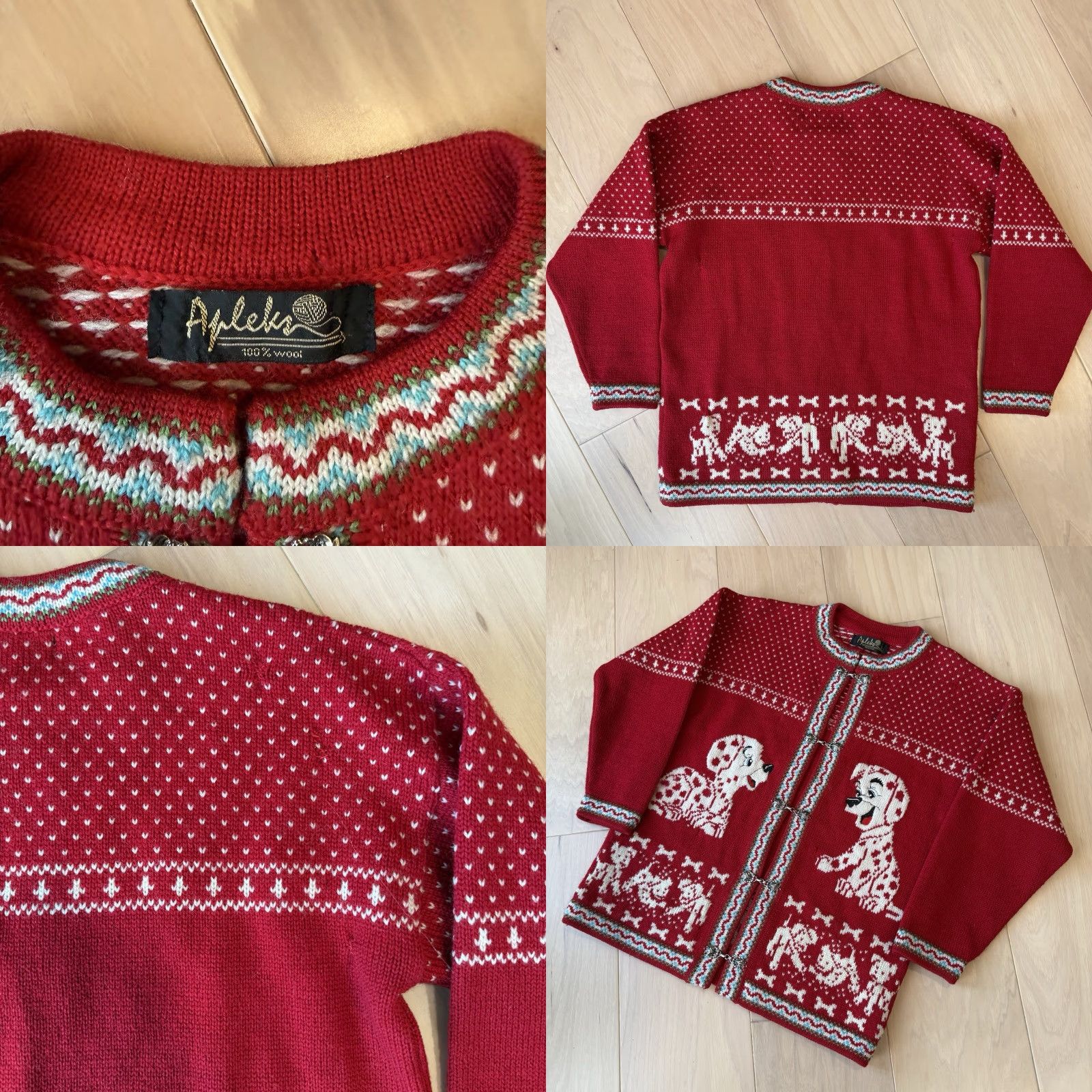 Vintage VINTAGE Dalmatians Cardigan Women's Small Red Wool Nordic Sweater Glam Boho Shirt Size S / US 4 / IT 40 - 8 Thumbnail