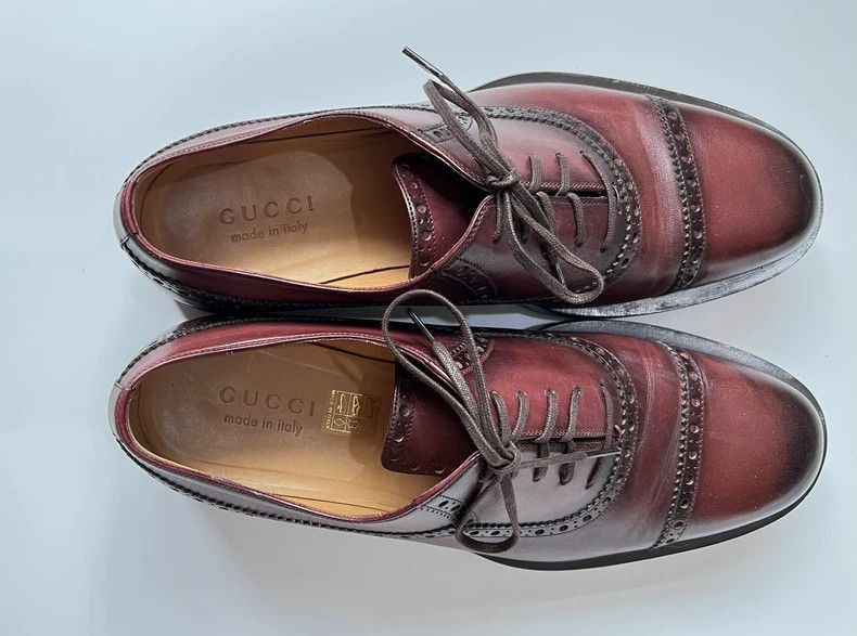 Gucci Brown Oxford Leather Shoes with Brogue Detail-2506 Size US 8.5 / EU 41-42 - 4 Thumbnail